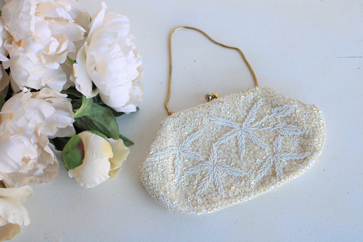 Vintage 1960s Beaded and Sequined Clutch Bag
