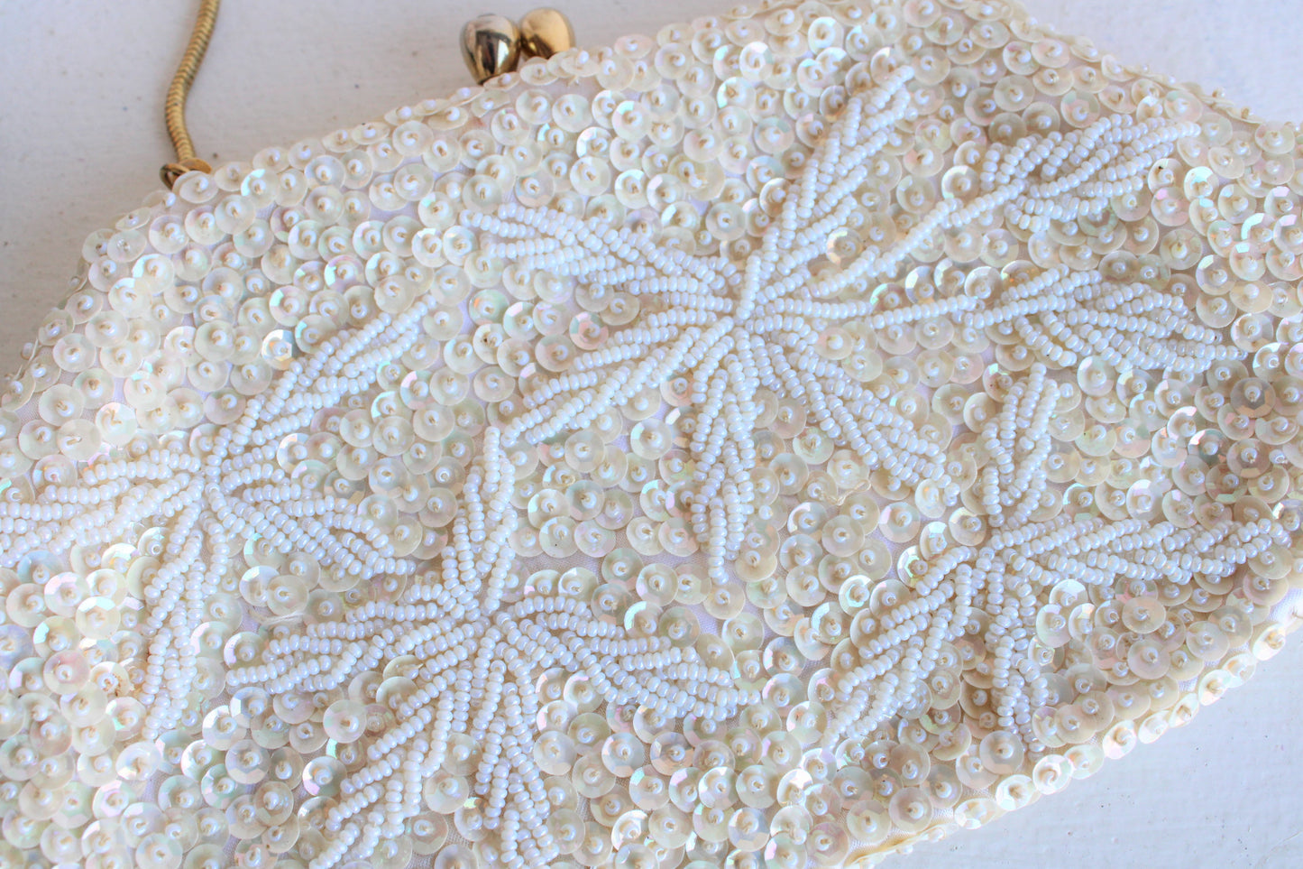 Vintage 1960s Beaded and Sequined Clutch Bag