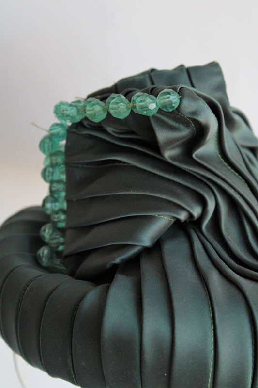 1940s Green Pleated Hat by D Charles