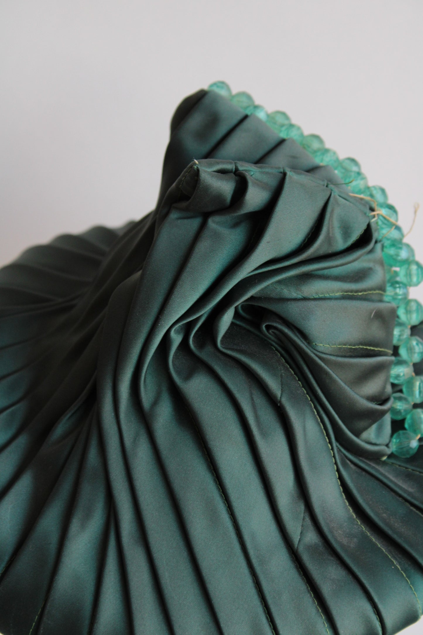 1940s Green Pleated Hat by D Charles