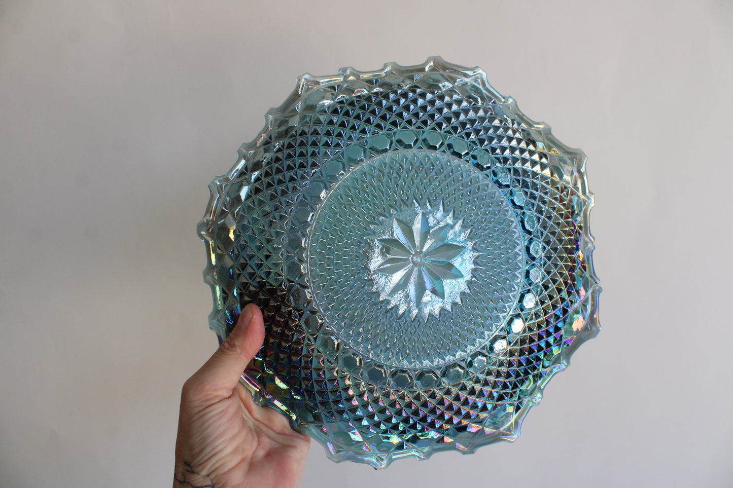 Vintage Blue Carnival Glass Bowl