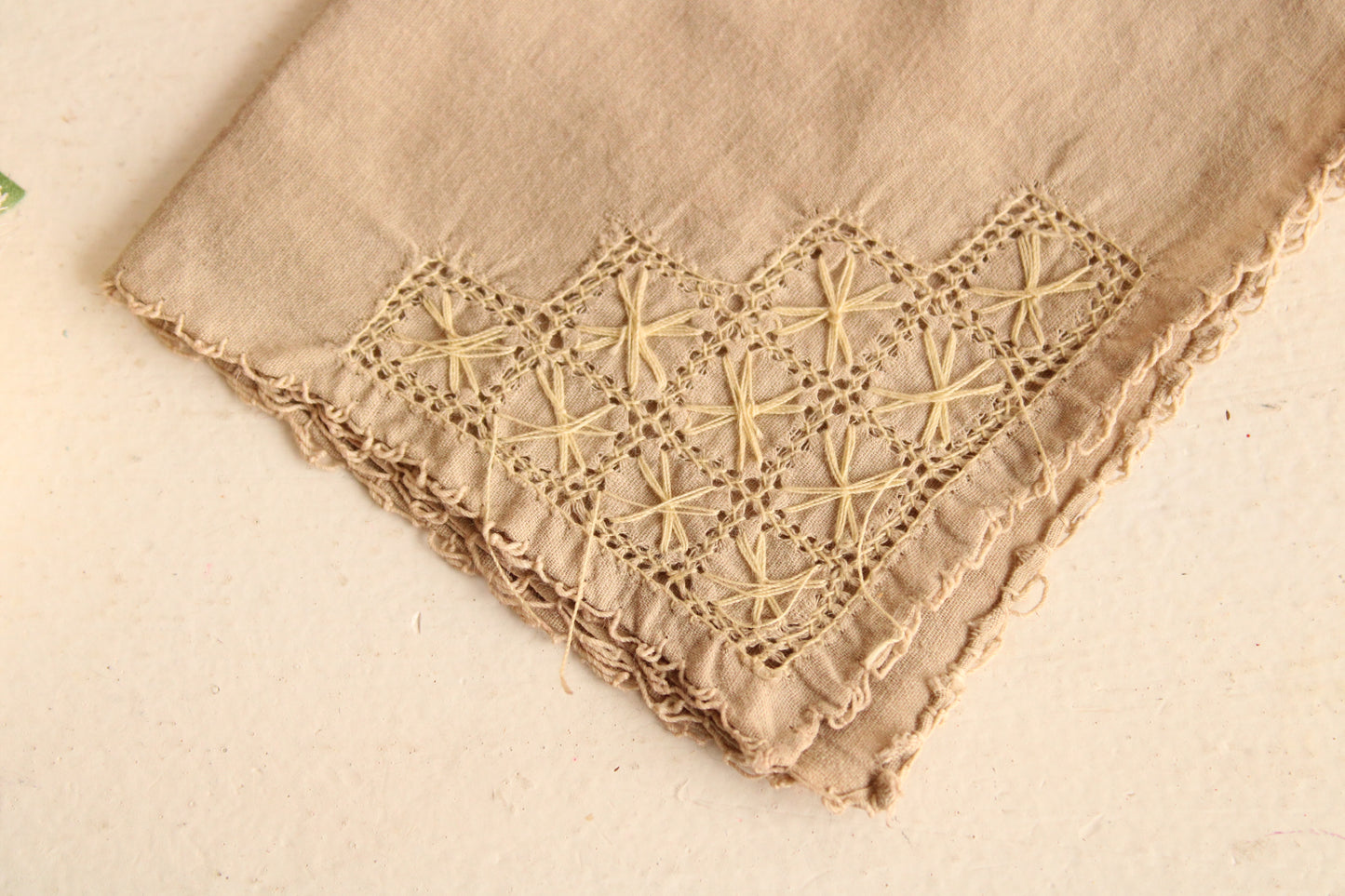Vintage 1940s Handkerchief Naturally Hand Dyed Brown
