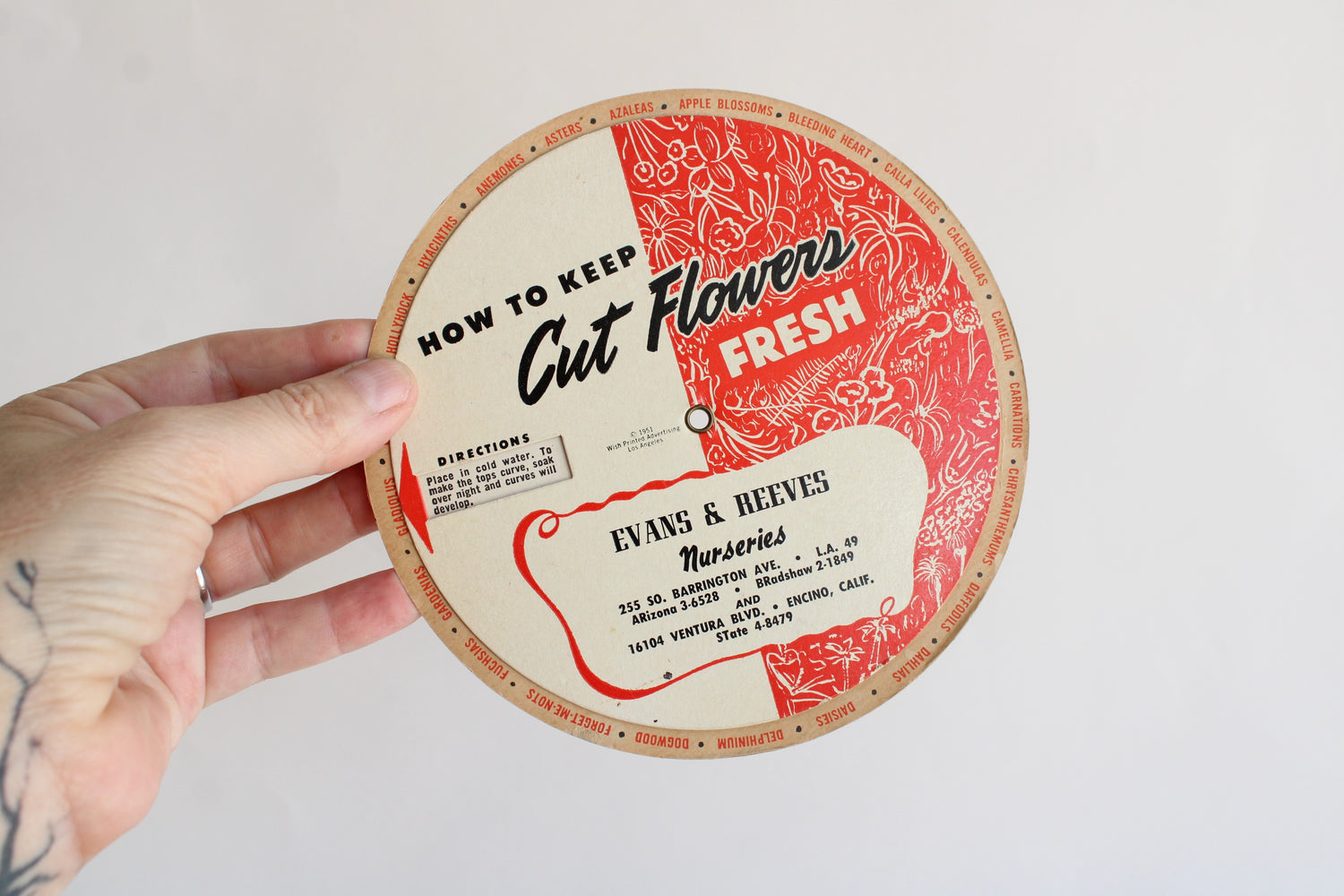 Vintage 1950s Cut Flower Care Card