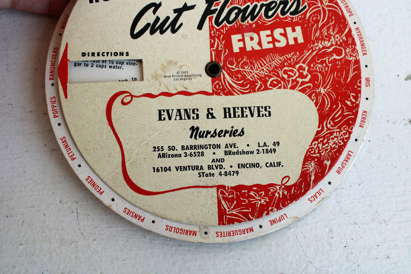 Vintage 1950s Cut Flower Care Card