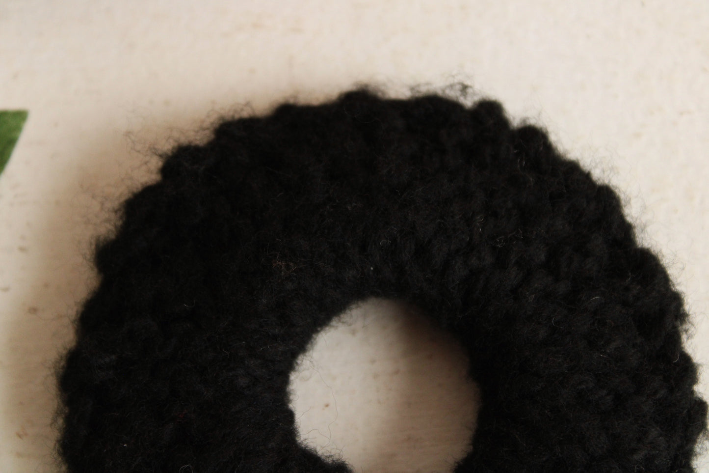 Black Hand Knit Hair Tie Scrunchie