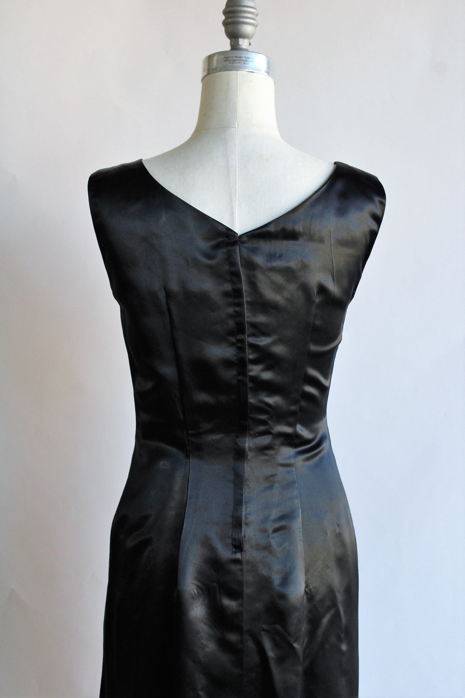 Vintage 1960s Satin Cocktail Dress with Beading