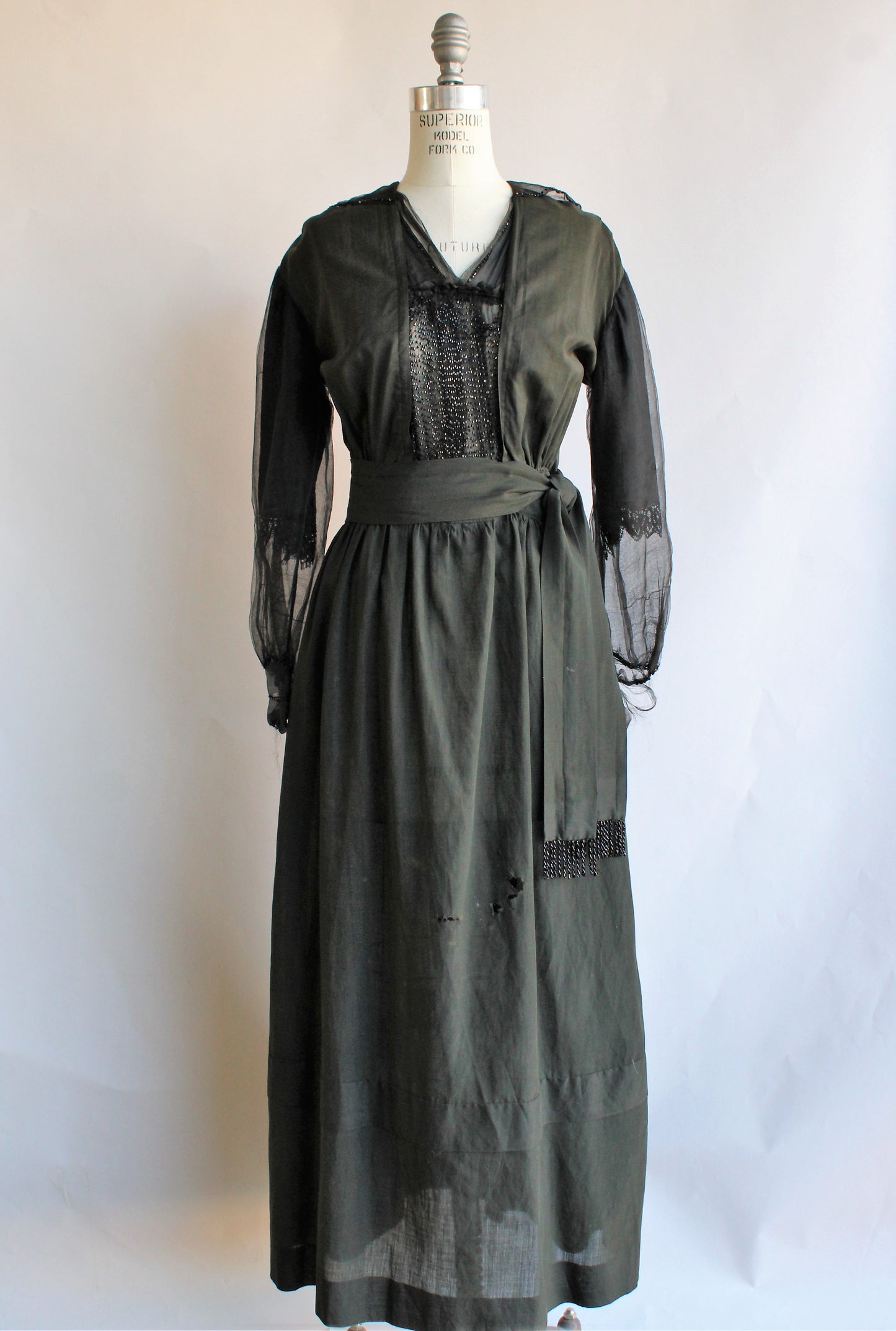 Antique 1910s Black Mourning Dress
