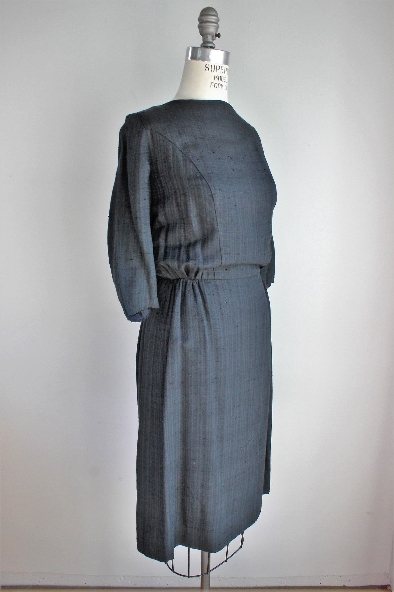 Vintage 1950s Wiggle Dress, Black Button Back