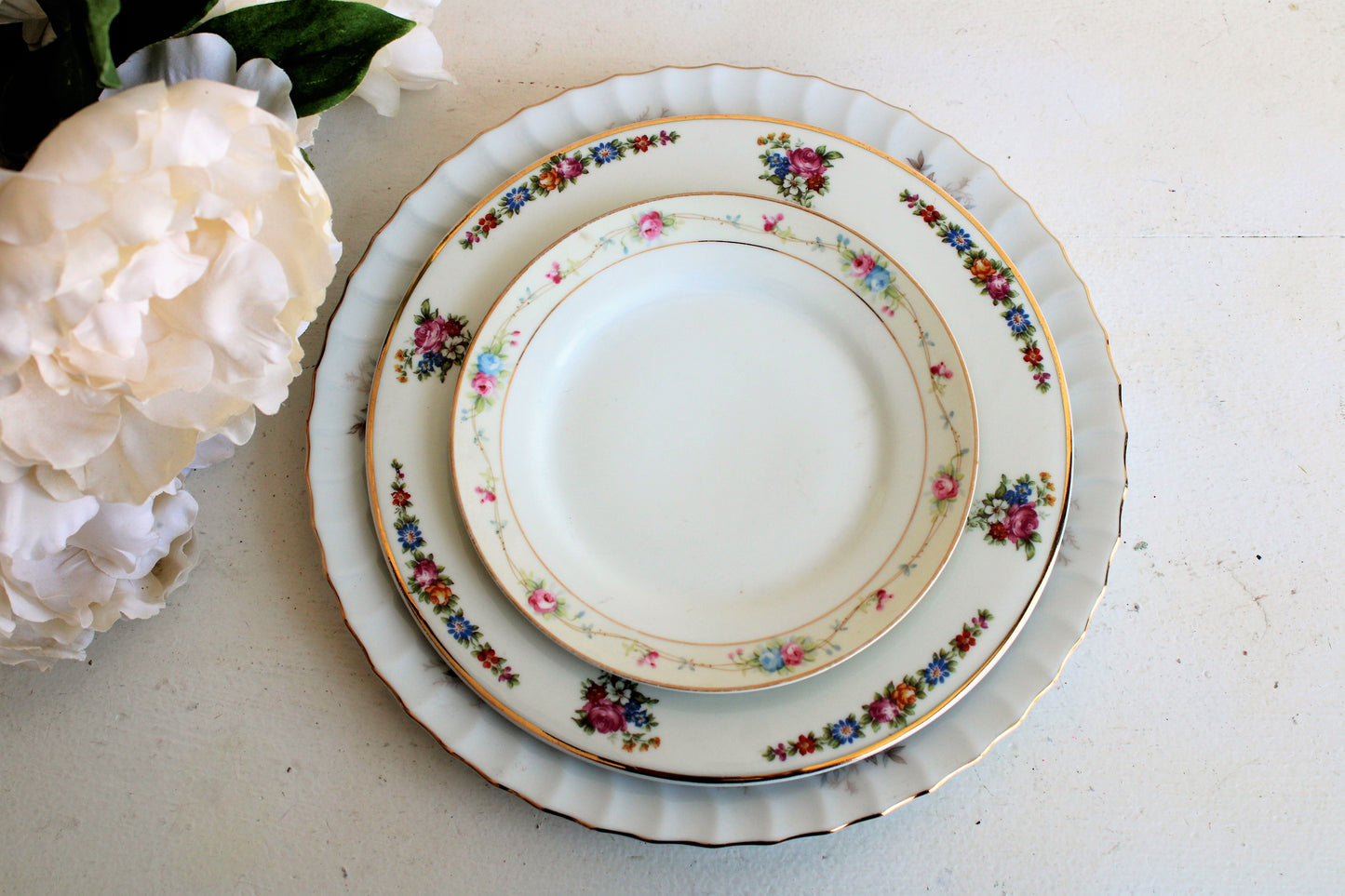 Vintage 1910s to 1960s Lot of Rose Pattern Plates