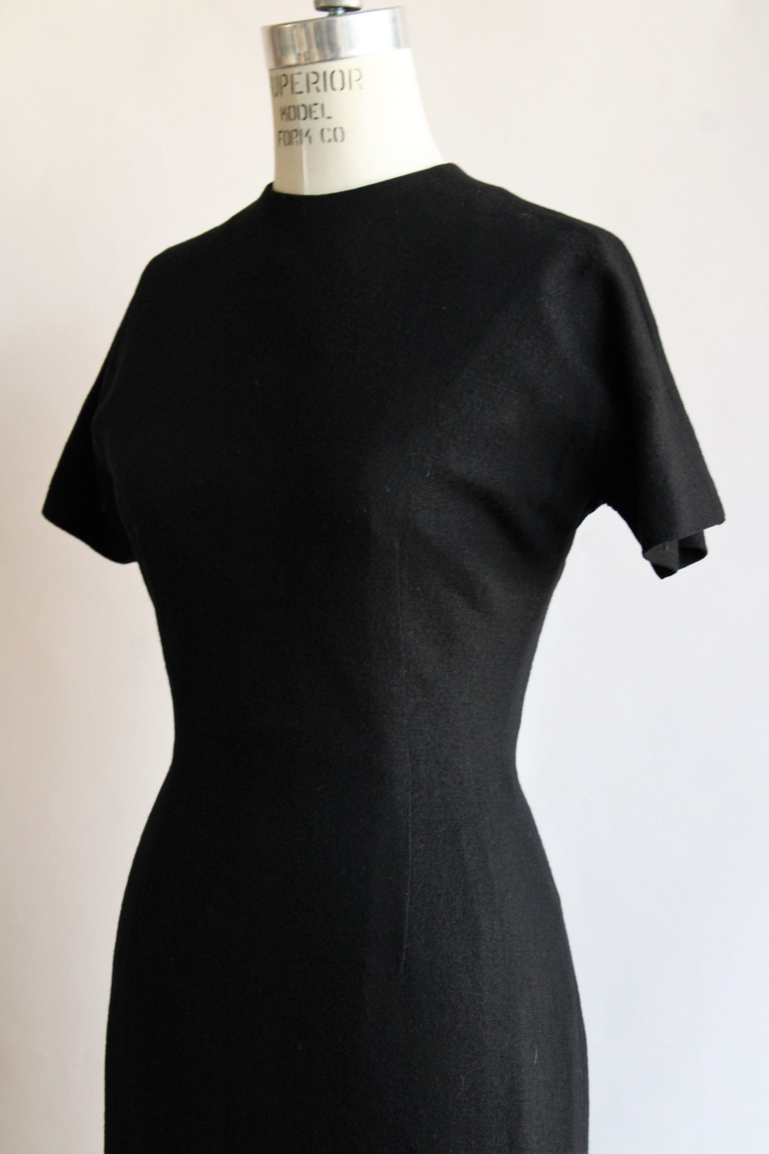 Vintage 1950s Black Wool Wiggle Dress