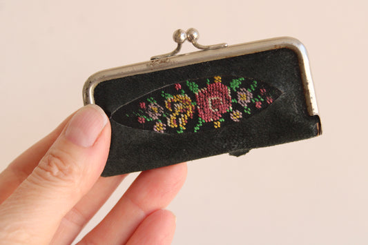 Vintage 1940s 1950s Black Tapestry Manicure Kit Made in Germany