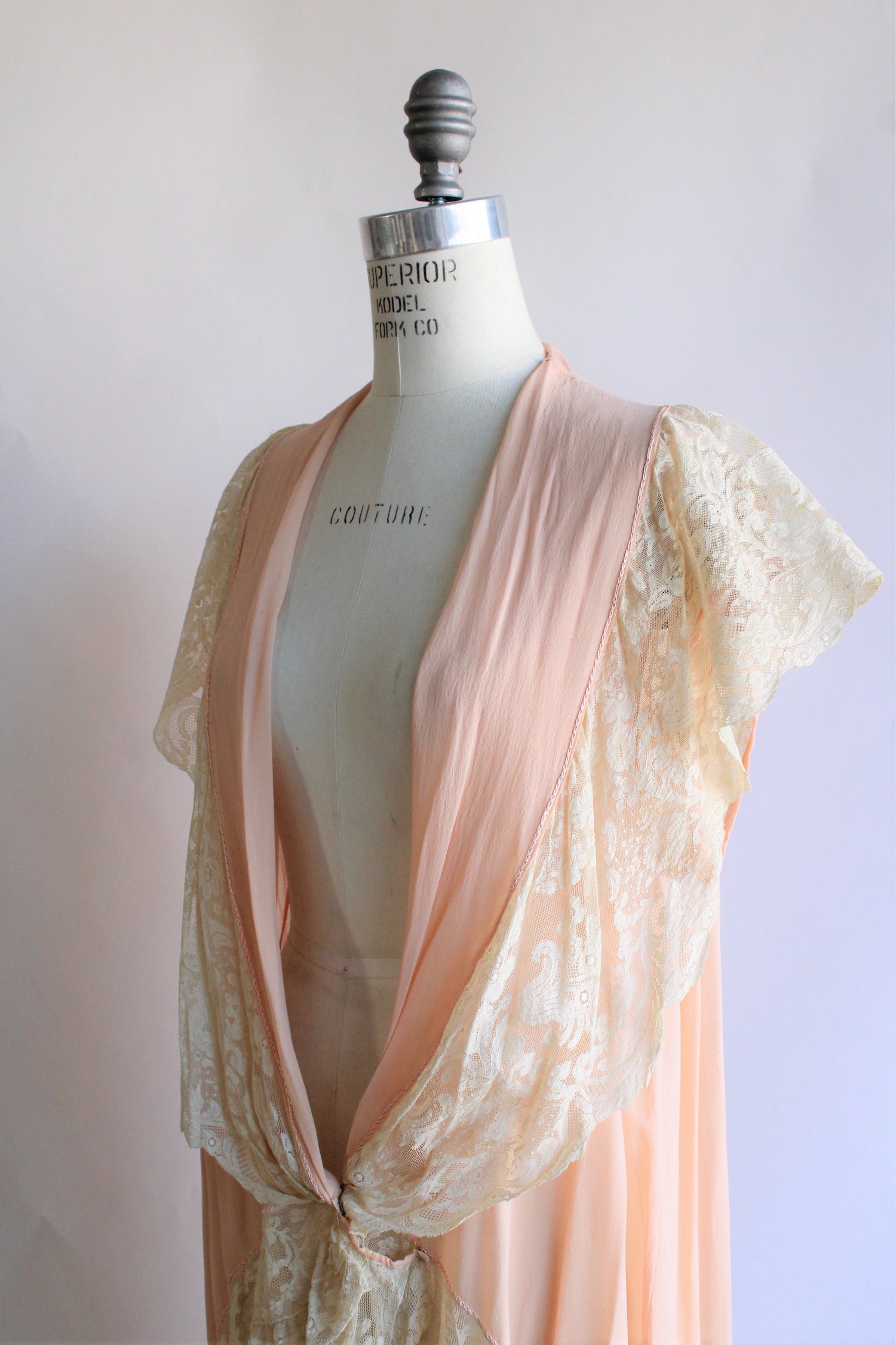 Vintage 1920s Silk Chiffon and Lace Boudoir Jacket