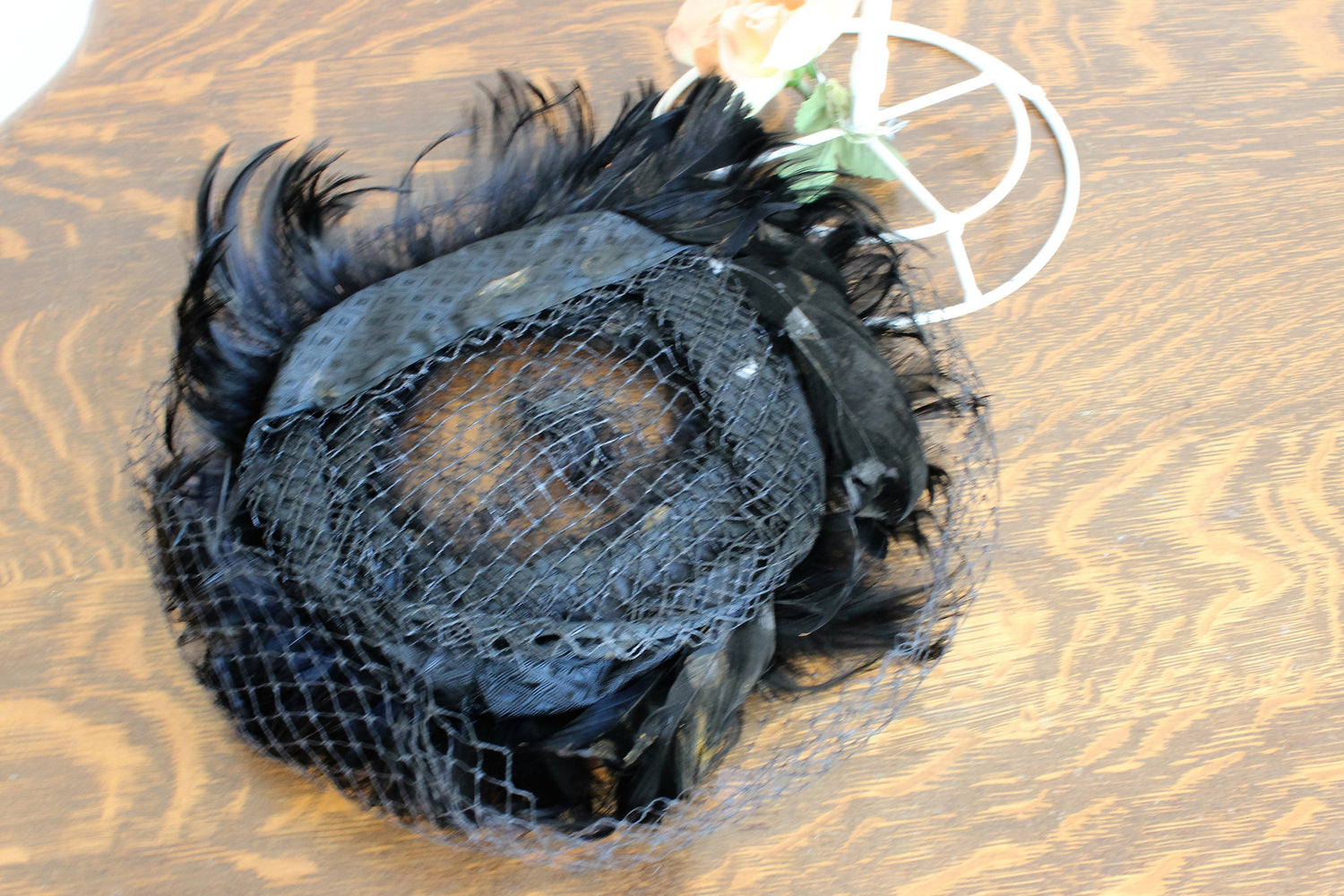 Vintage 1940s Black Feather Tilt Hat