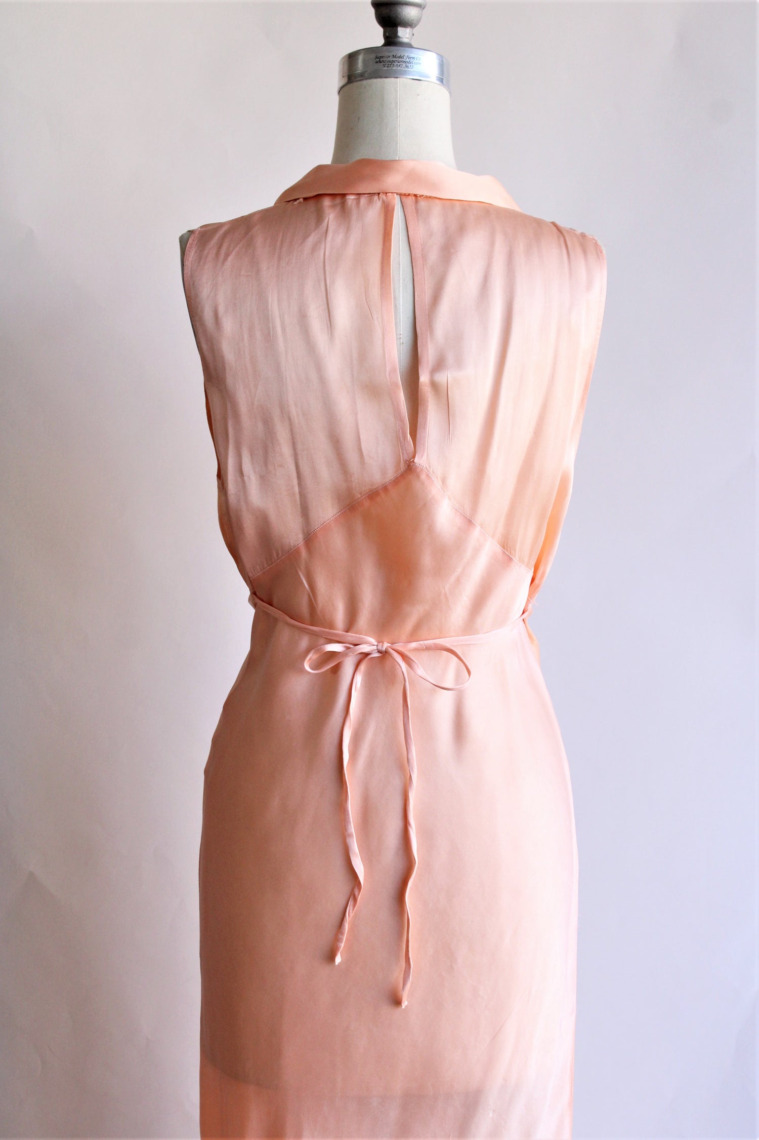 Vintage 1940s Peach Silk Satin Lorelle Nightgown