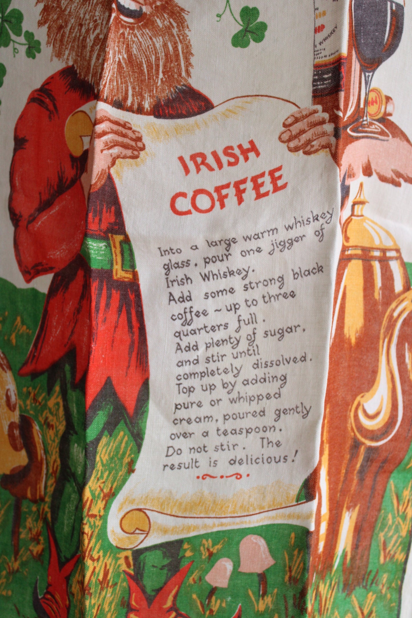 Vintage 1950s 1960s Irish Coffee Linen Tea Towel