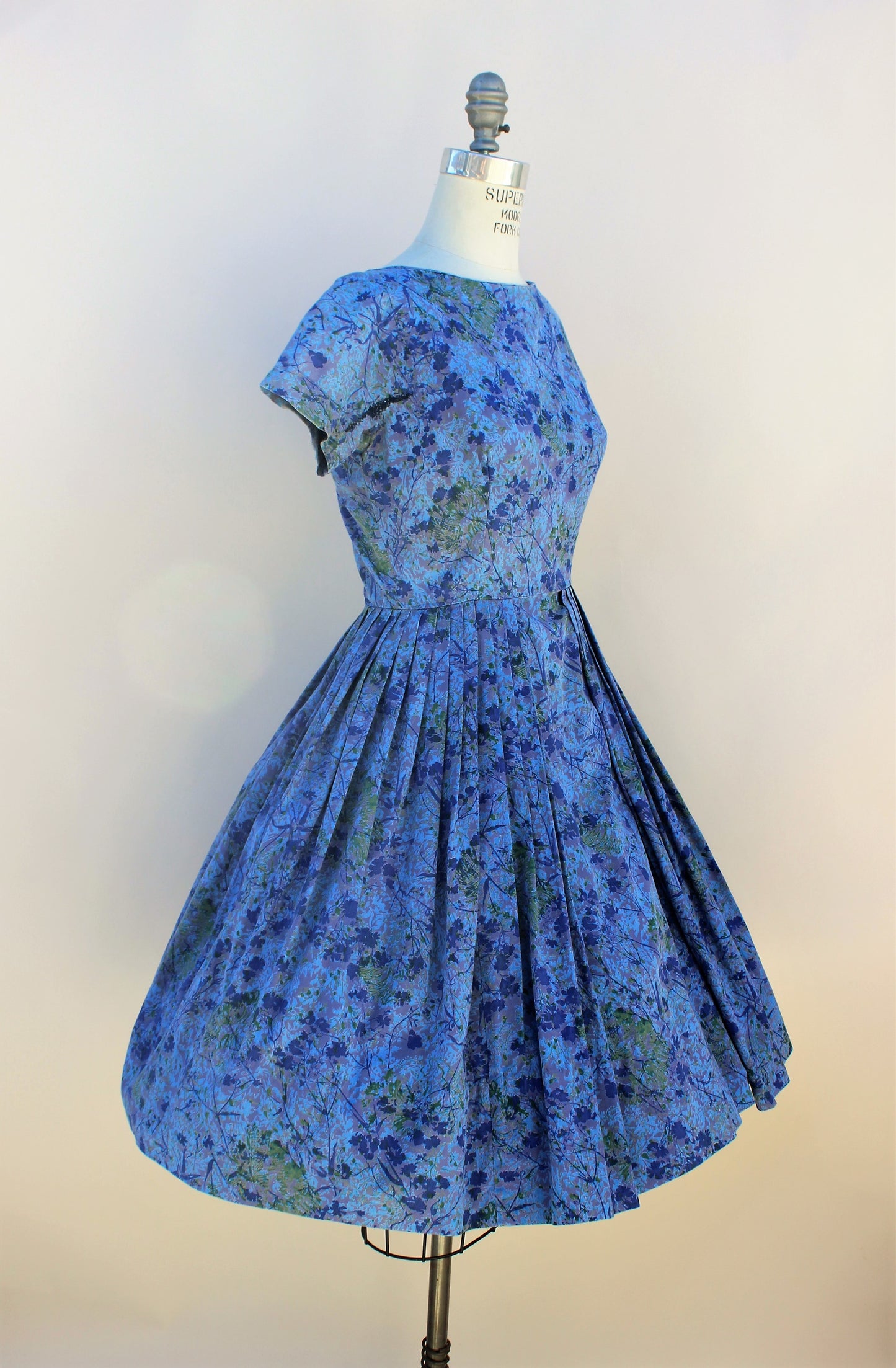 Vintage 1950s Jonathan Logan Blue Floral Dress