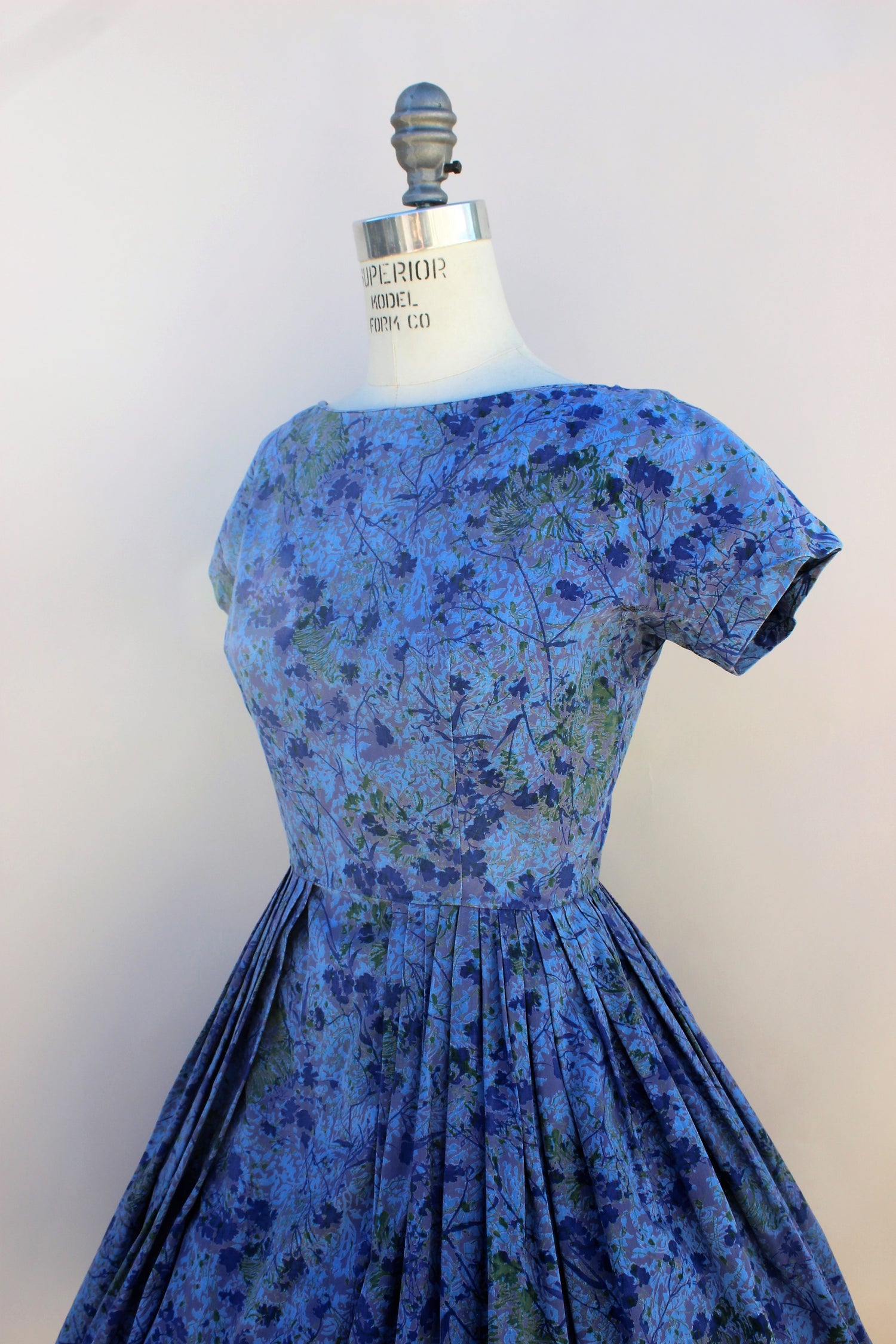 Vintage 1950s Jonathan Logan Blue Floral Dress