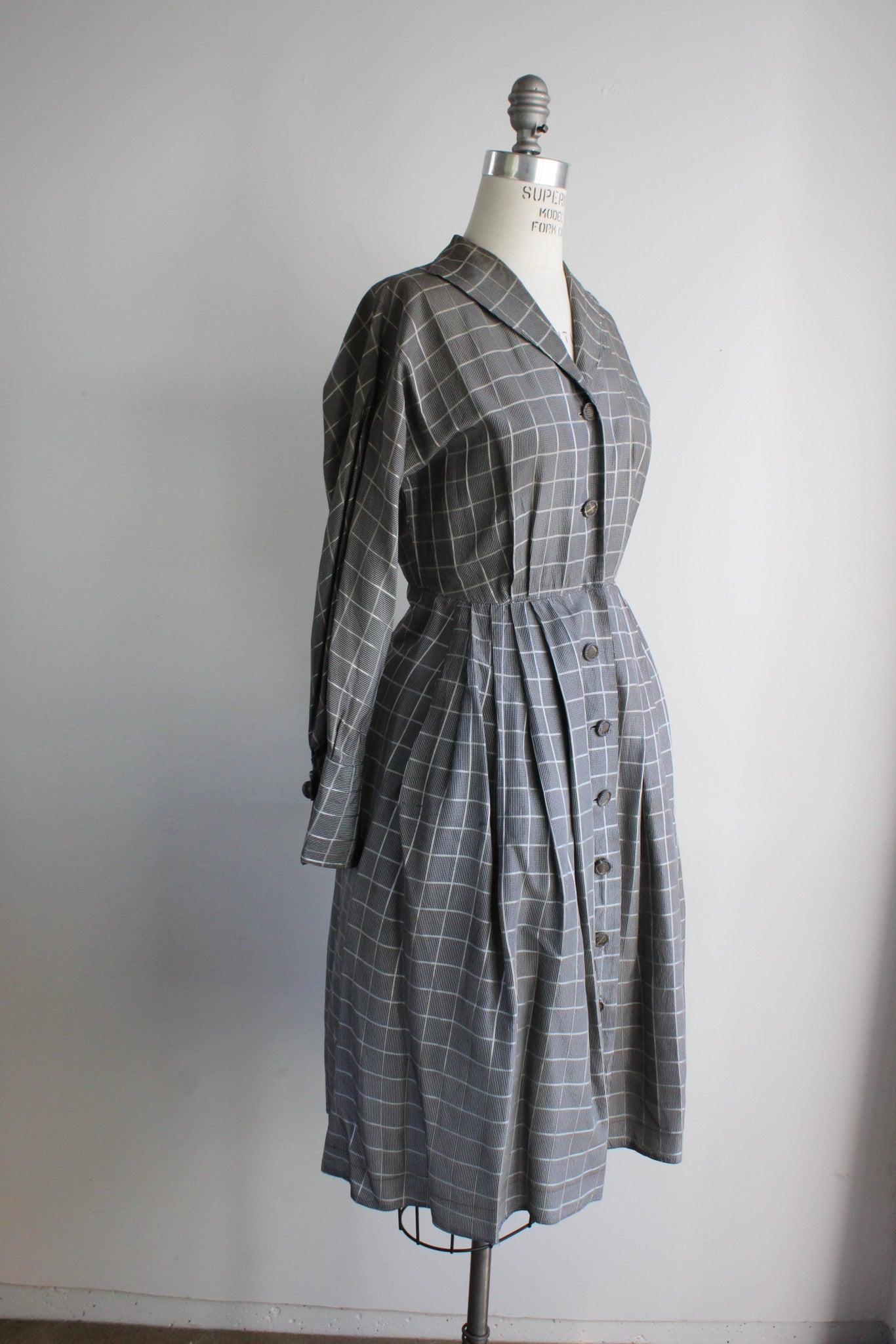 Vintage 1950s Shirtwaist Checked Dress With Pockets, Nelson-Caine