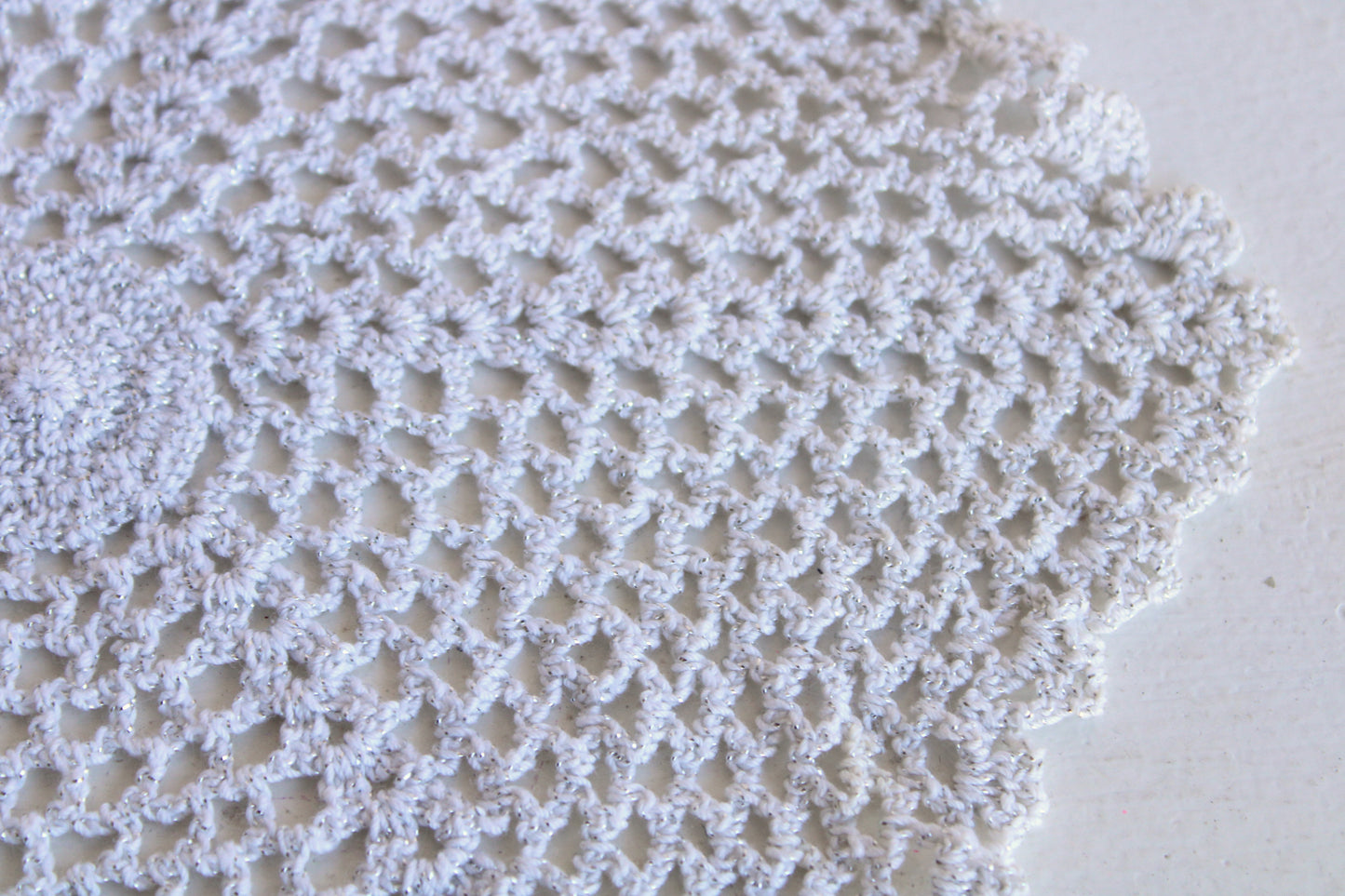 Vintage Doily with Silver Threads