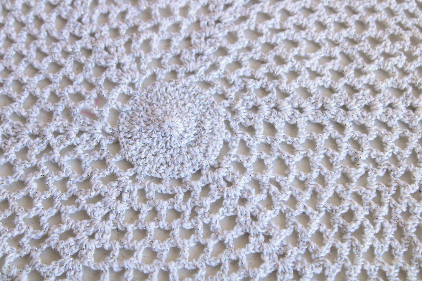 Vintage Doily with Silver Threads