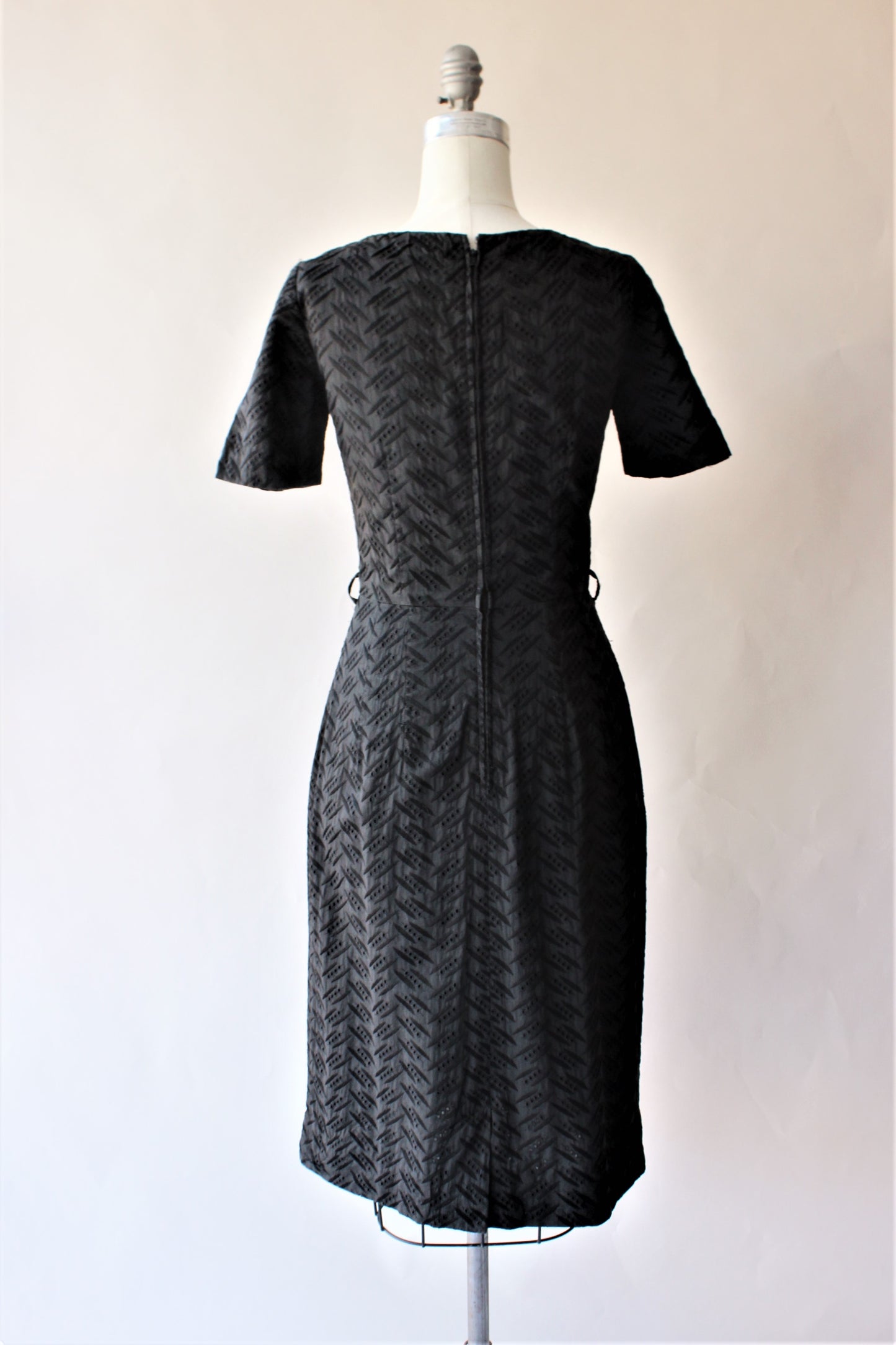 Vintage 1950s Black Eyelet Wiggle Dress