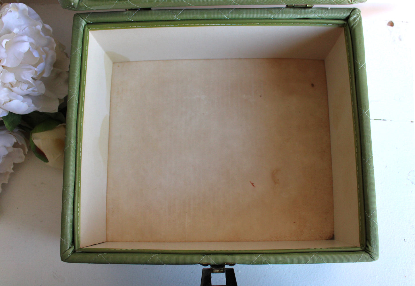 Vintage 1960s Green Sewing Box