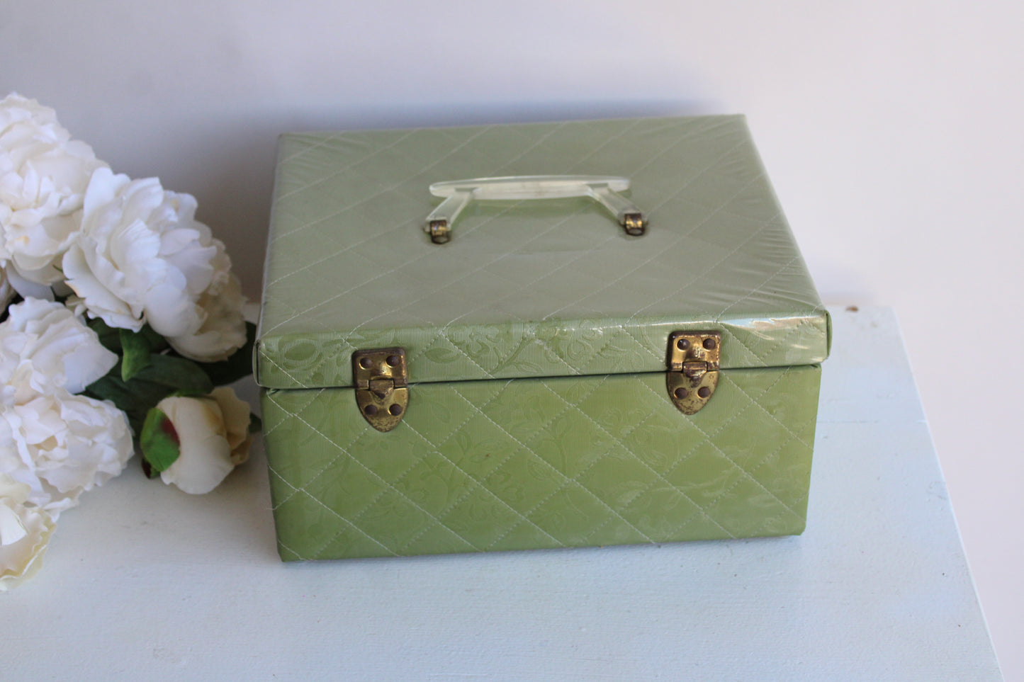 Vintage 1960s Green Sewing Box