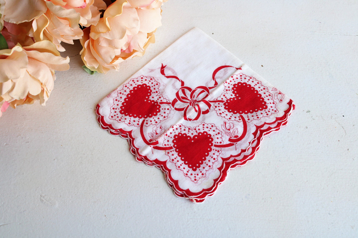 Vintage Valentines Day Heart Print Hanky