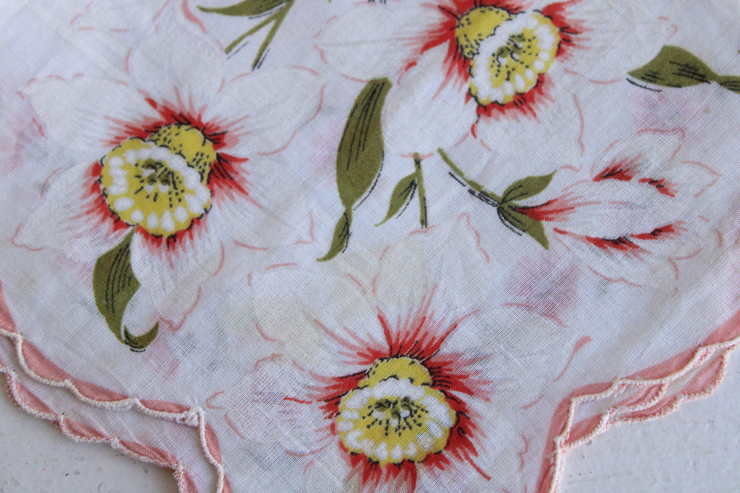 Vintage Daffodil Cotton Handkerchief