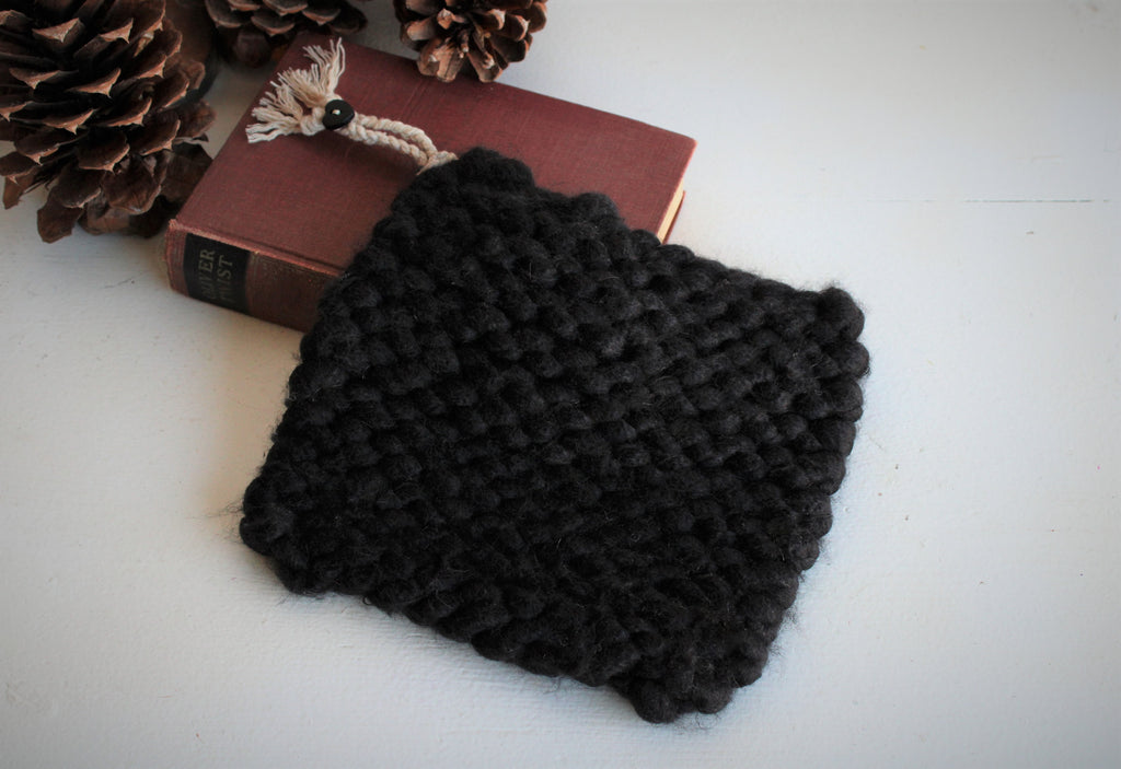 Extra Chunky Handknit Potholder or Trivet in Black