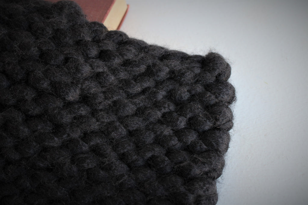 Extra Chunky Handknit Potholder or Trivet in Black