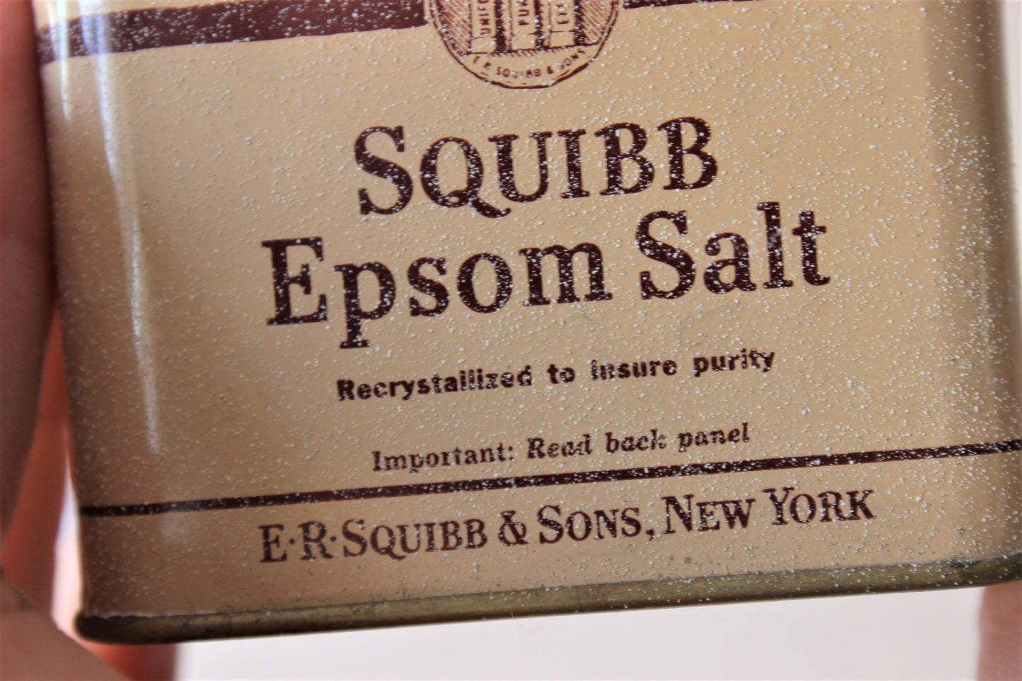 Vintage 1940s Squibb Epsom Salt Tin