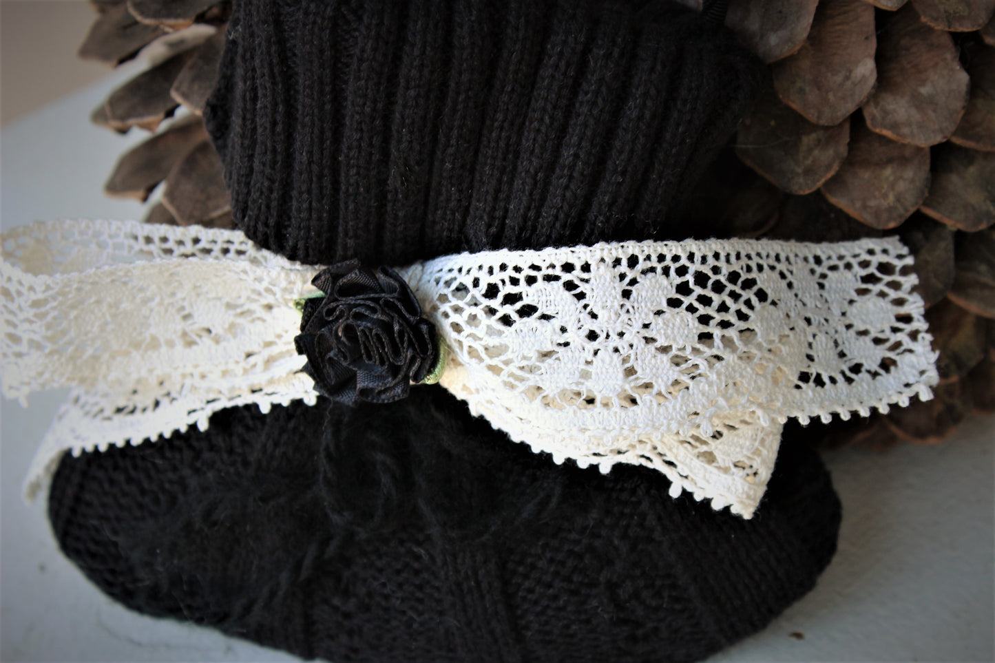 Small Black Knitted Lavender Filled Hanging Sachet