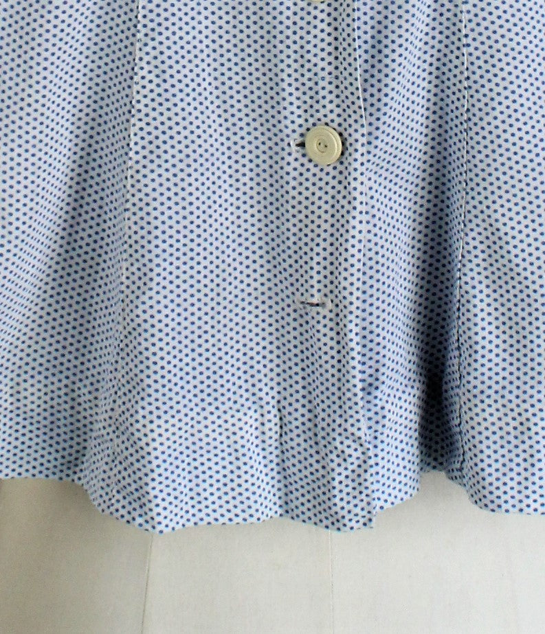 Vintage 1950s Blue And White Polkadot Cotton Baby Girl's Frock