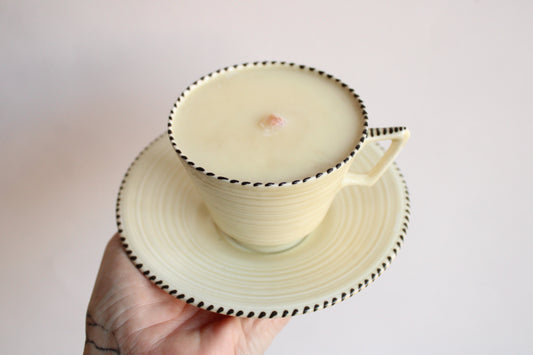 Handpoured Soy Wax Candle in a Vintage Crown Ducal Tea Cup with Saucer