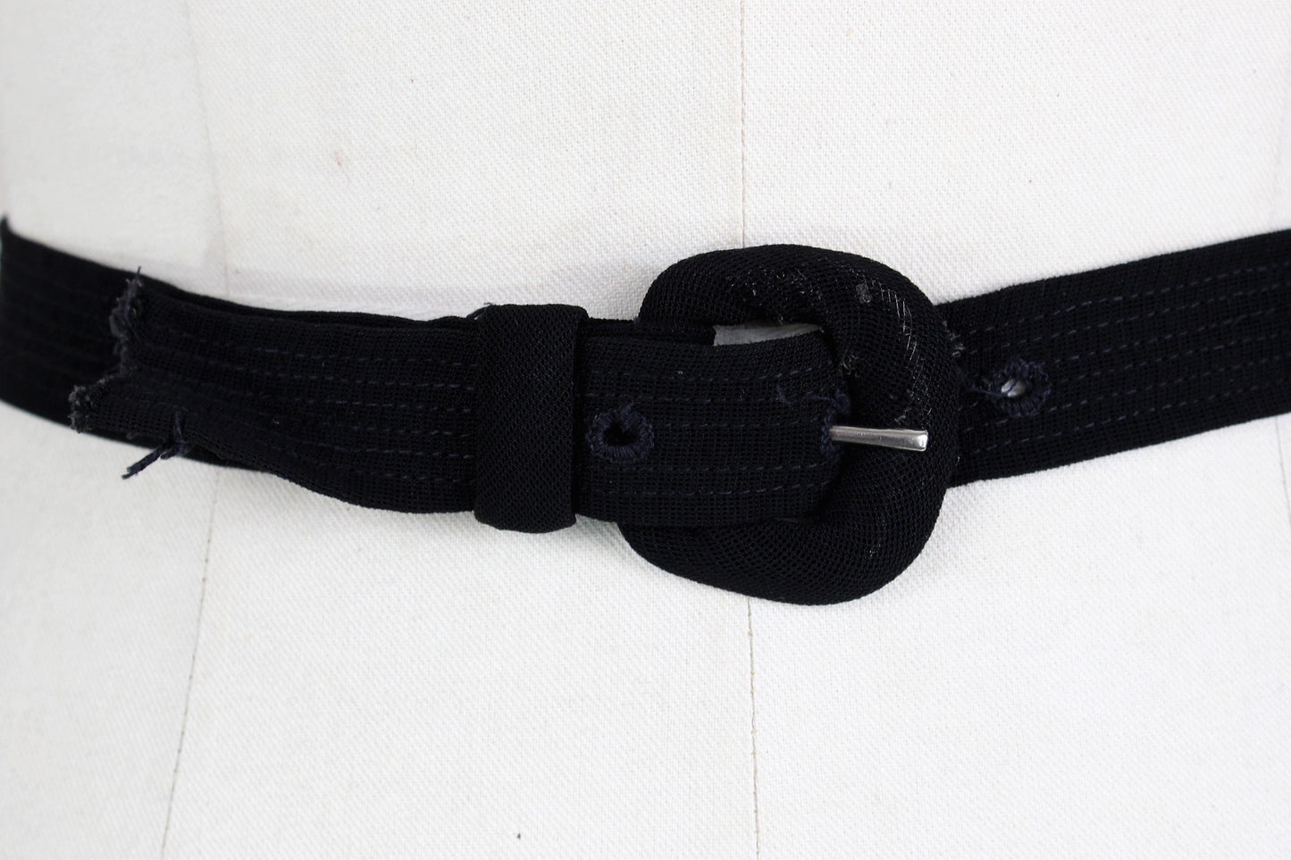 Vintage 1940s Black Rayon Belt With Buckle