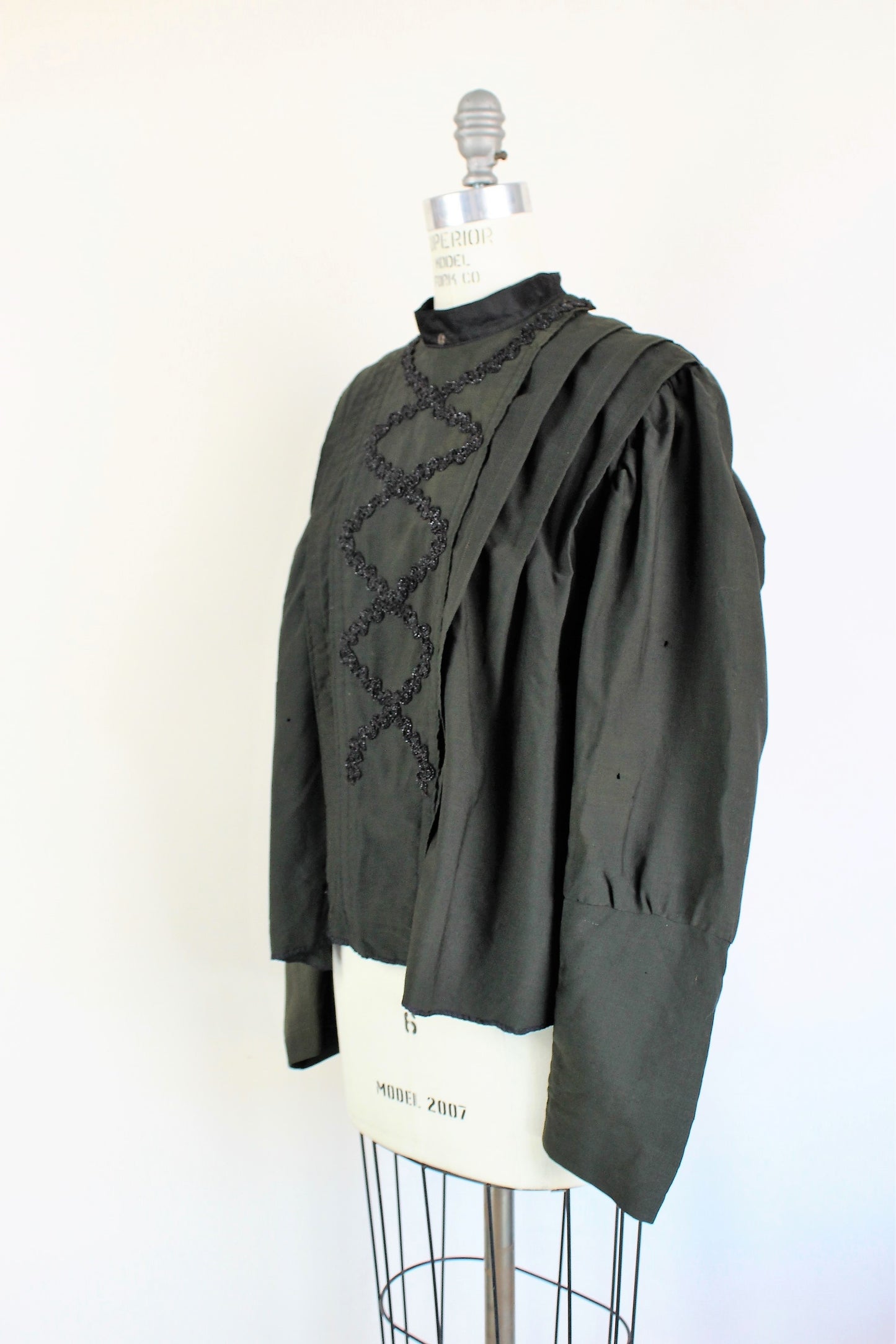 Antique 1890s/1900s Black Mourning Blouse With Jet Beads