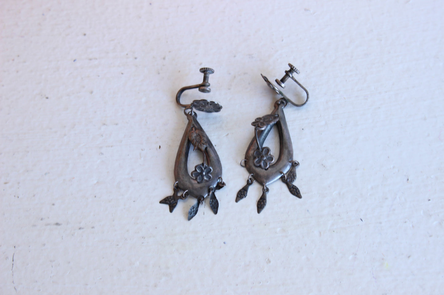 Vintage 1930s Mexico Silver Earrings