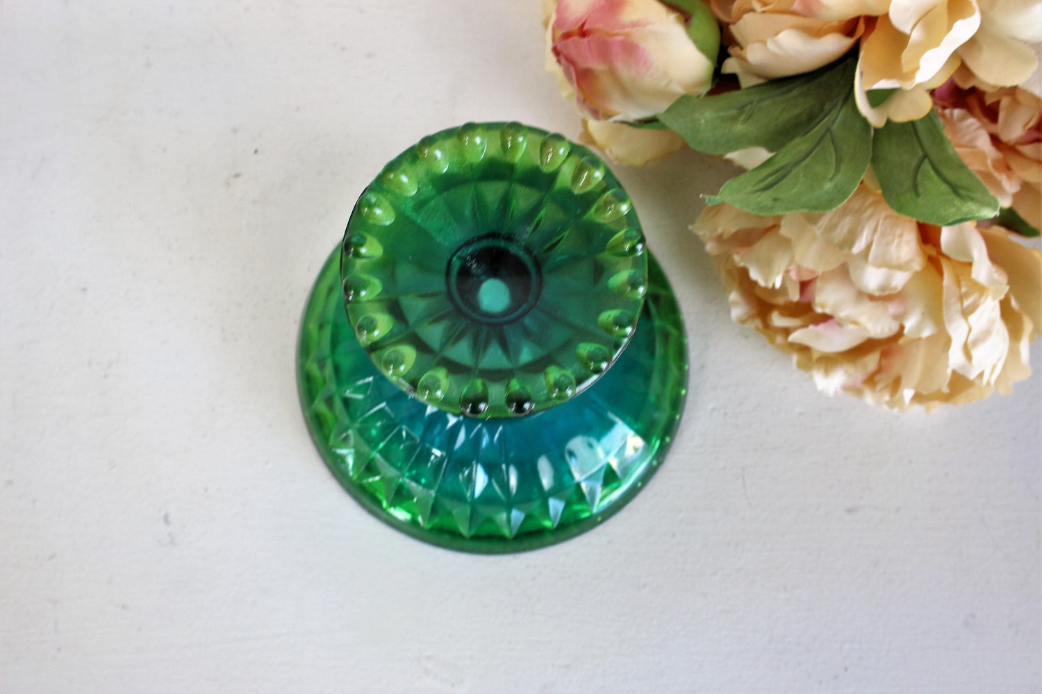 Vintage Green And Blue Glass Candy Dish