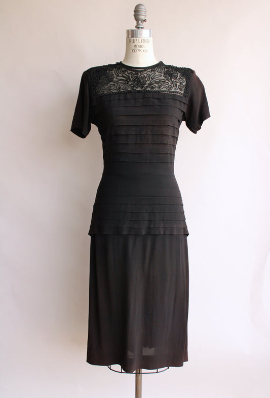 Vintage 1940s Dress with Soutache Trim