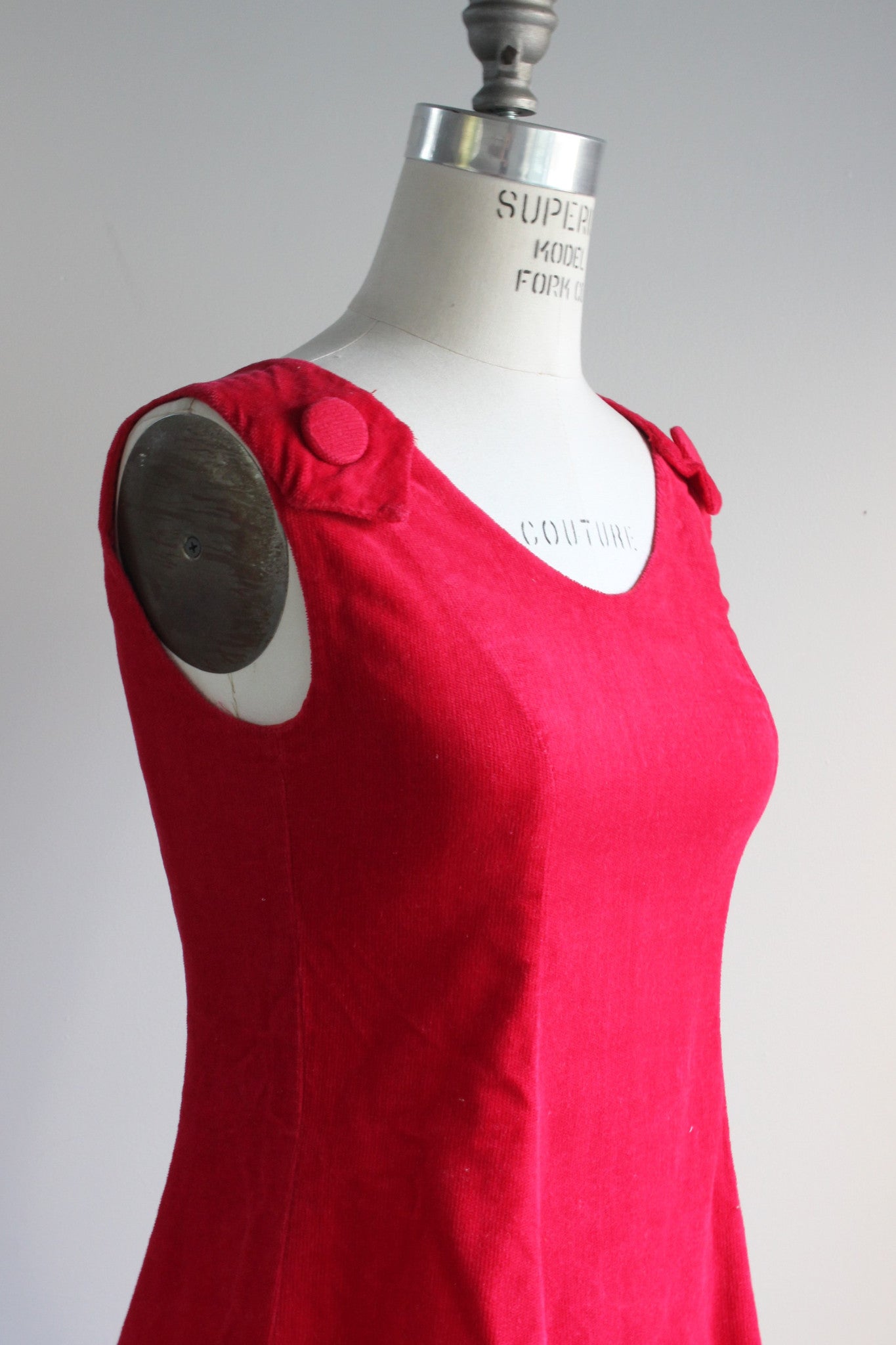 Vintage 1960s Red Corduroy Dress