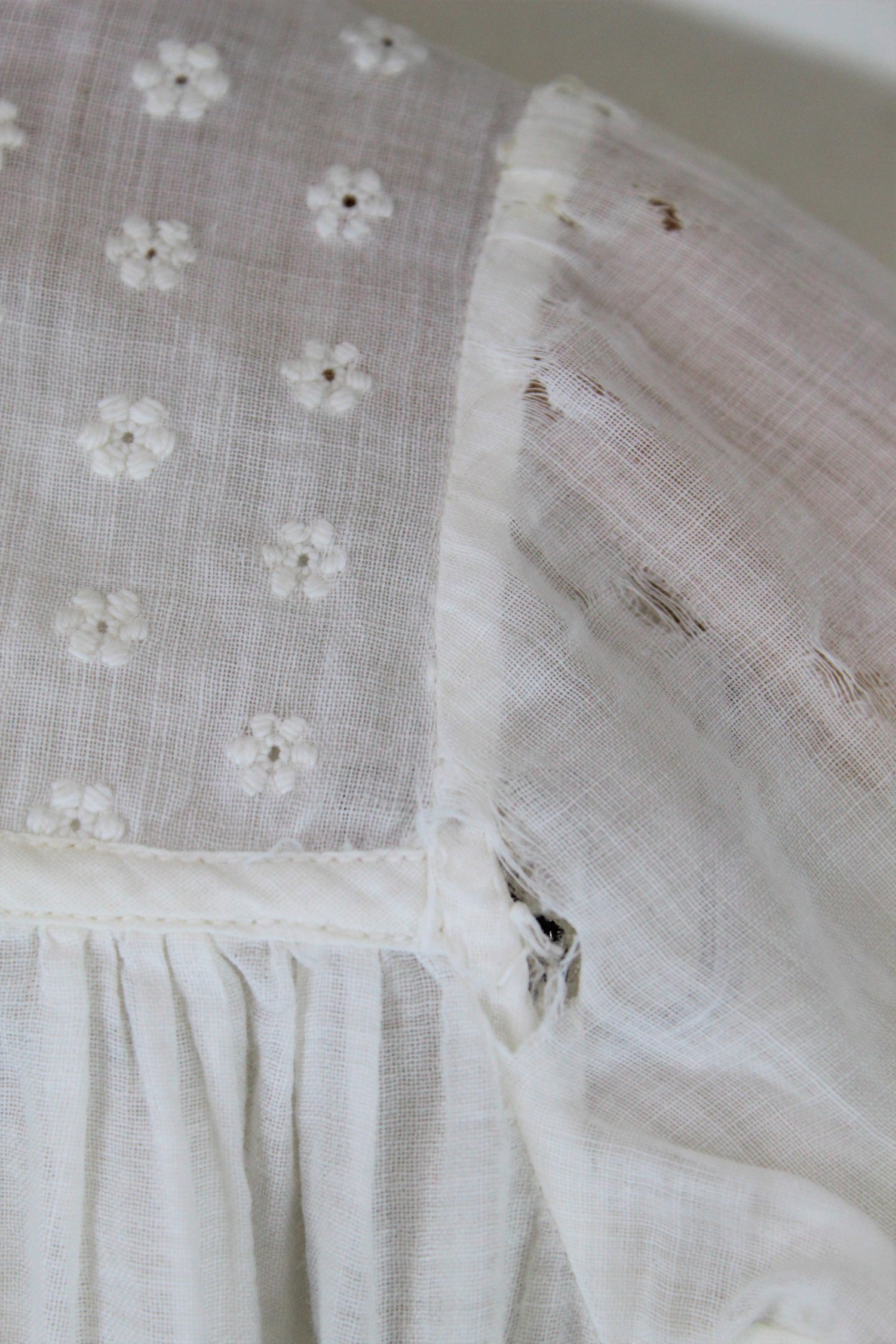 Vintage 1910s Babys White Cotton Christening Dress