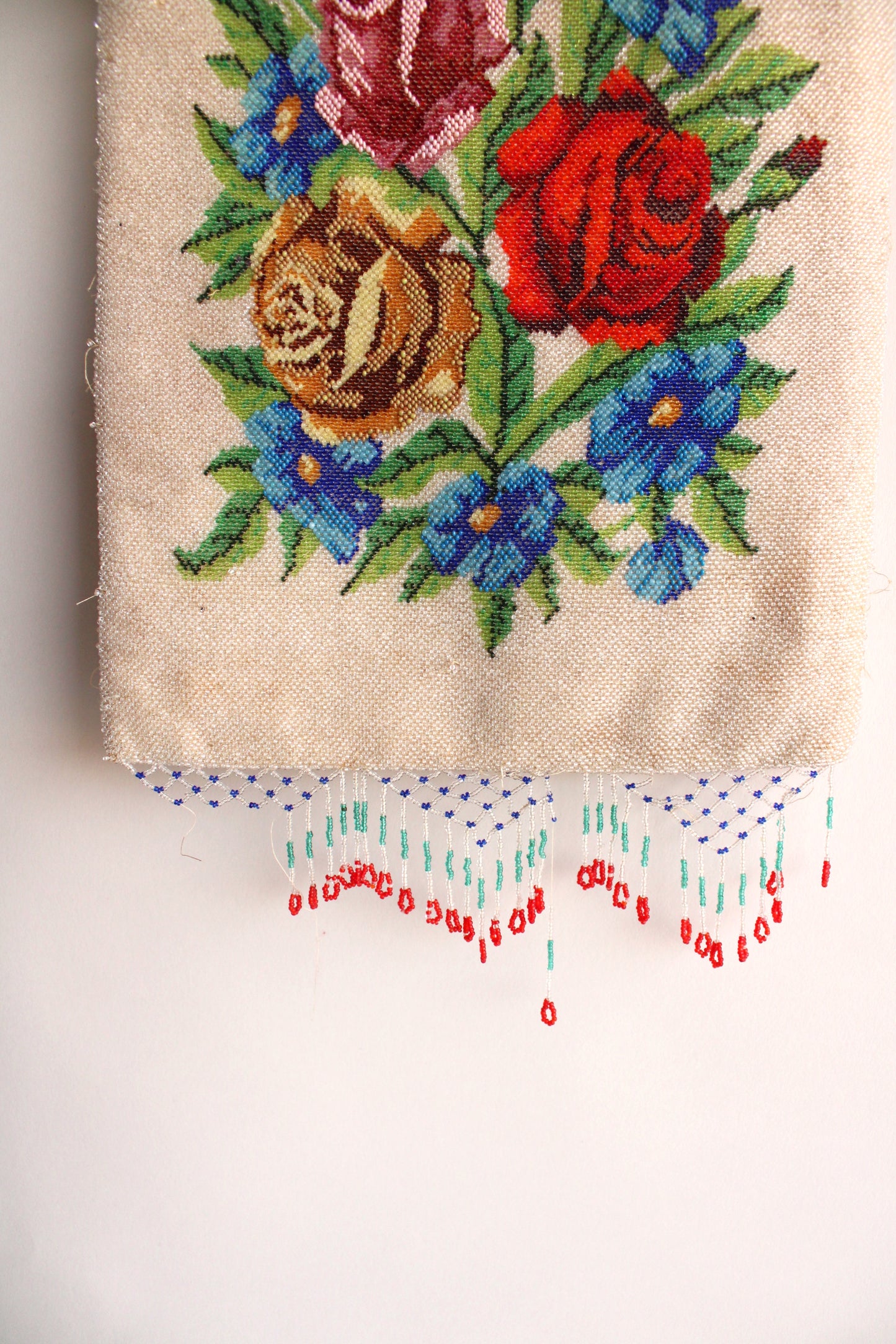 Antique 1910s Rose Microbeaded Bag