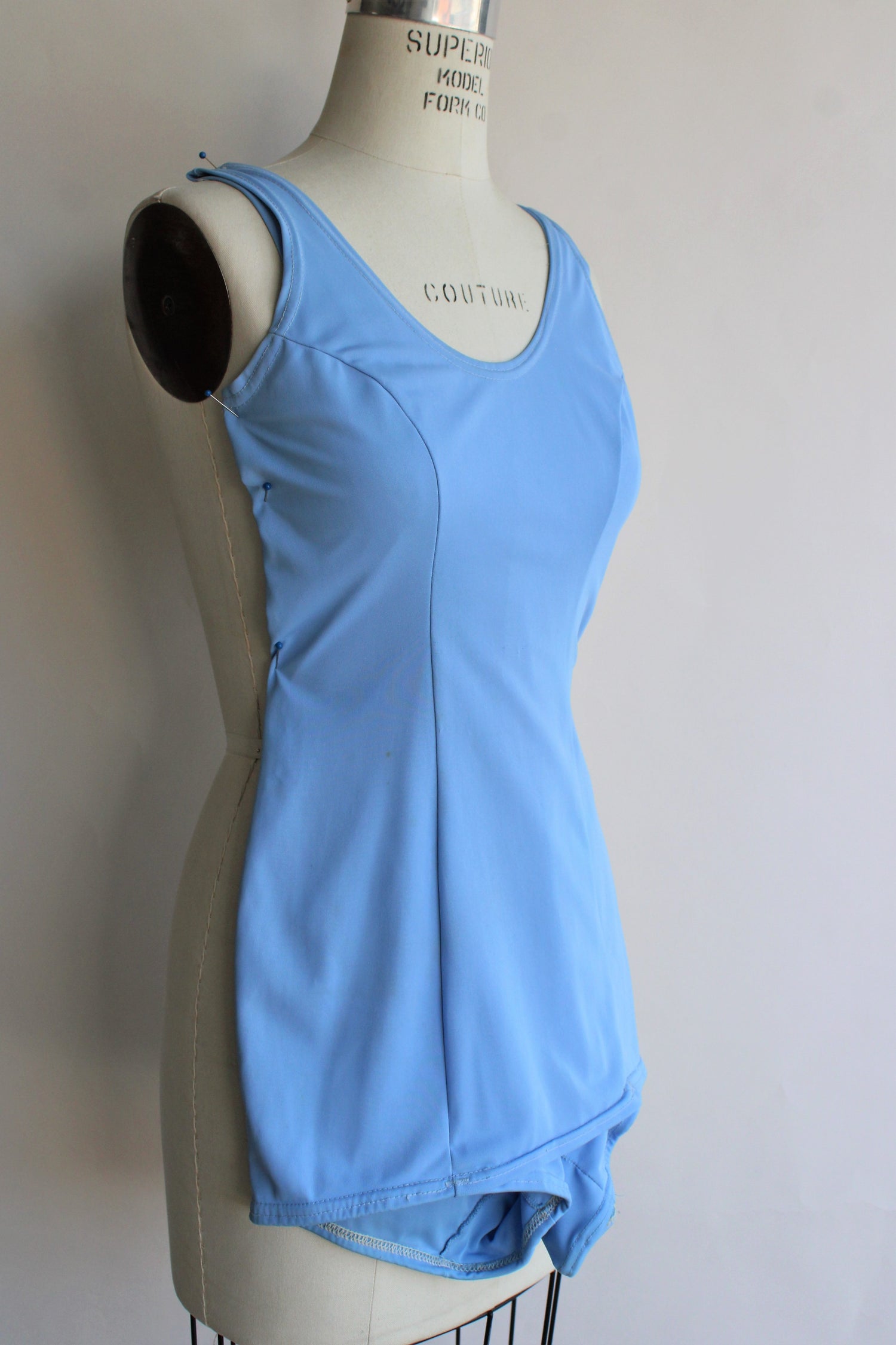 Vintage 1960s Aldrich & Aldrich Blue Skirted Swimsuit