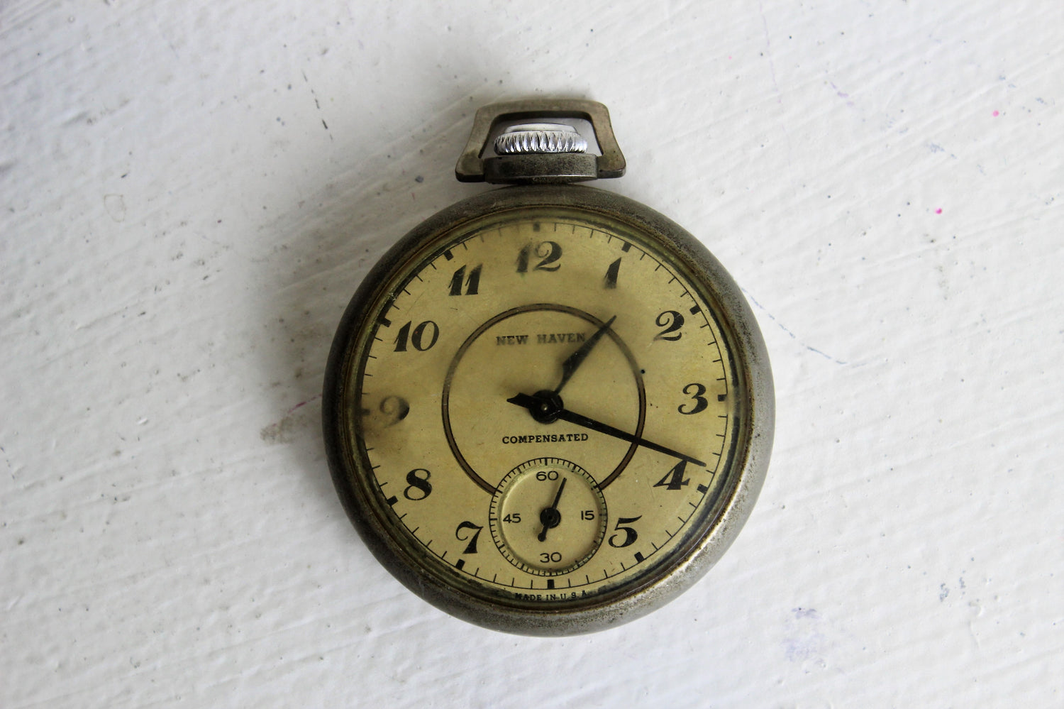 Vintage Antique 1920s Working Men's New Haven Compensated Pocket Watch