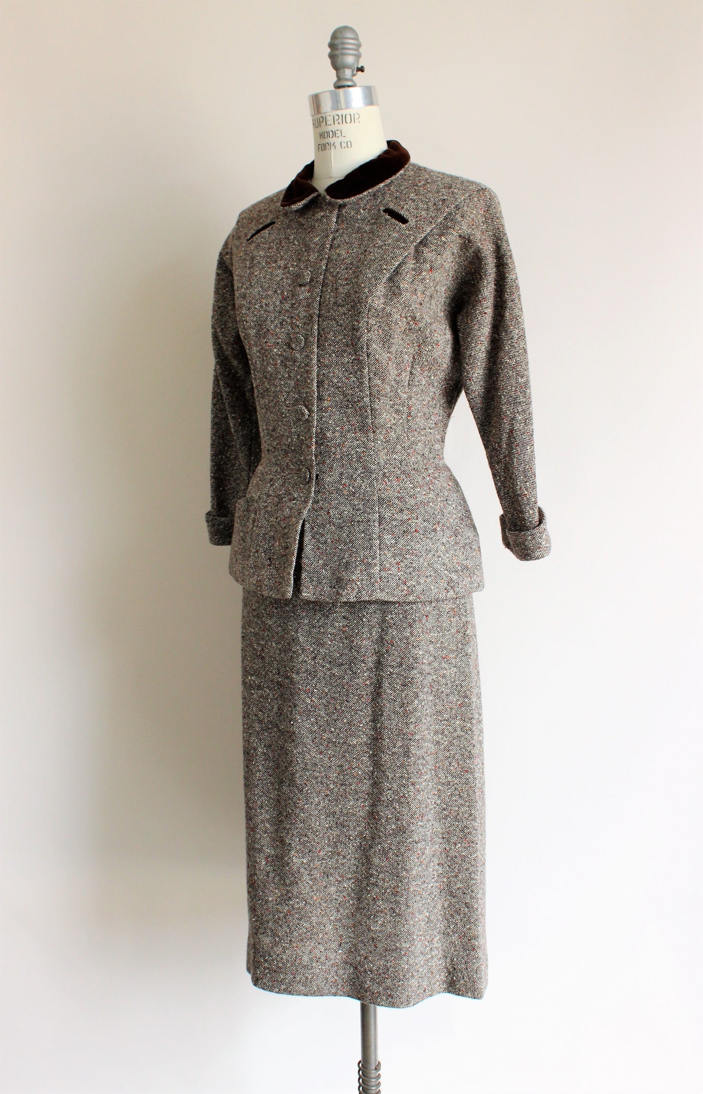 Vintage 1940s R&K Originals Wool Tweed Two Piece Suit