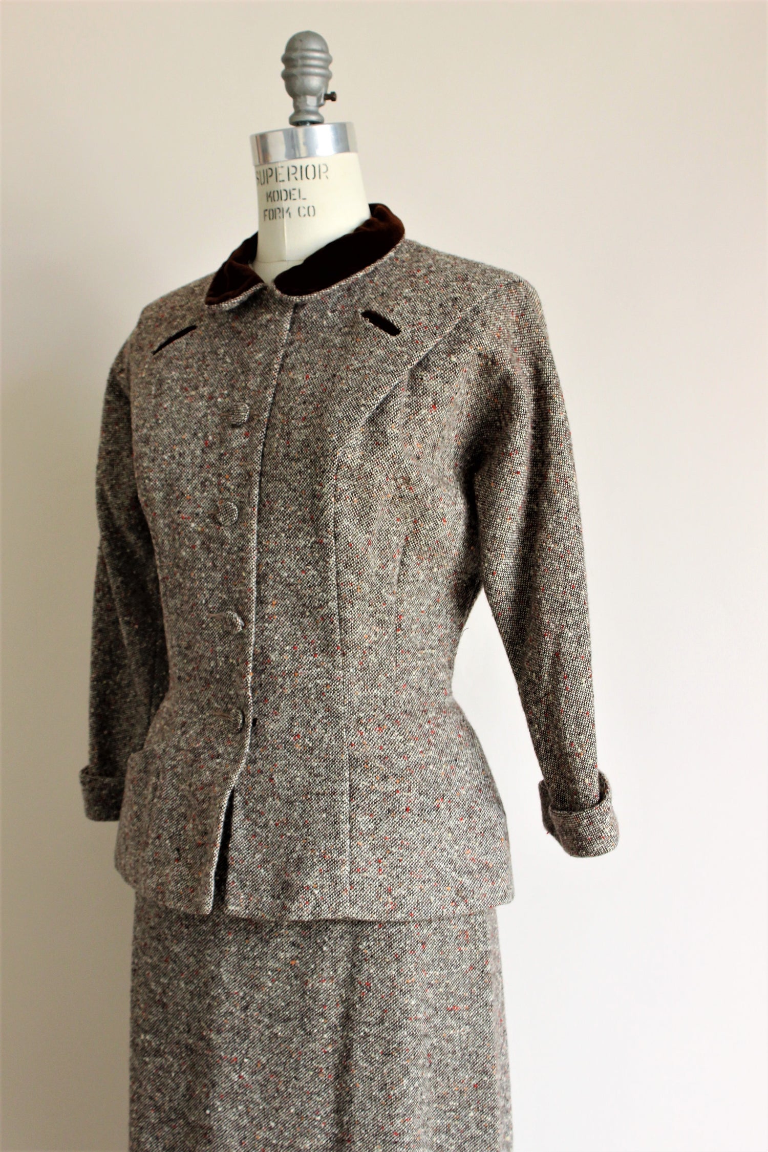 Vintage 1940s R&K Originals Wool Tweed Two Piece Suit