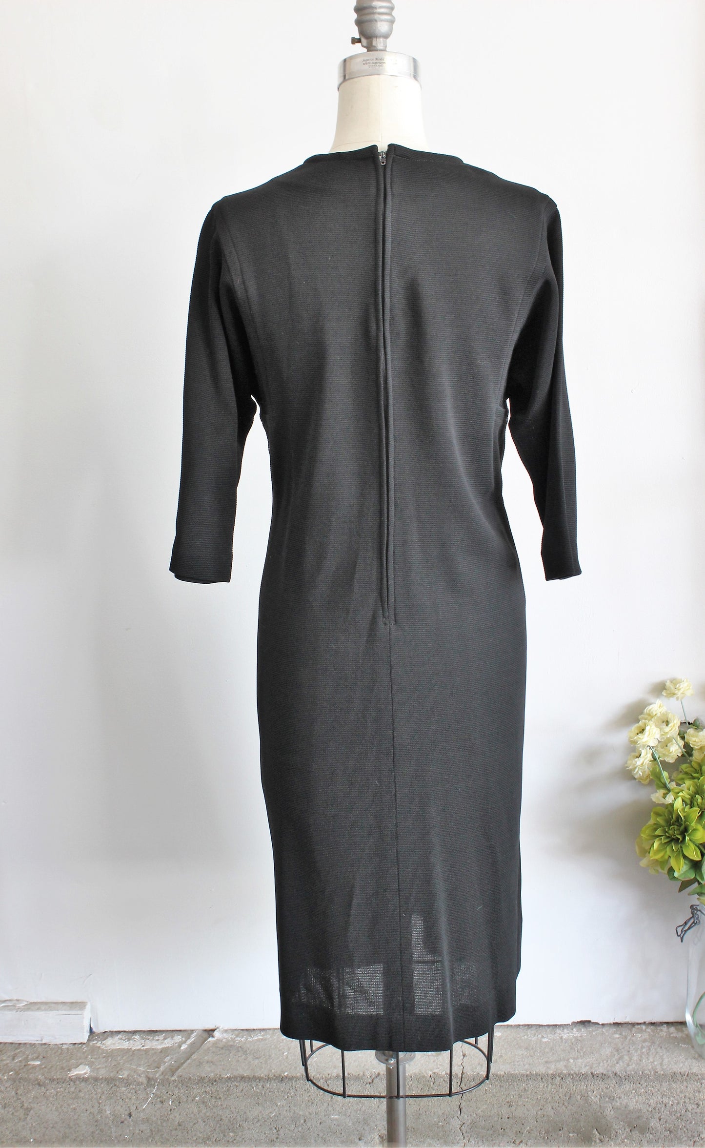 Vintage 1960s Black Sheath Dress by Rondo Fashion Knits