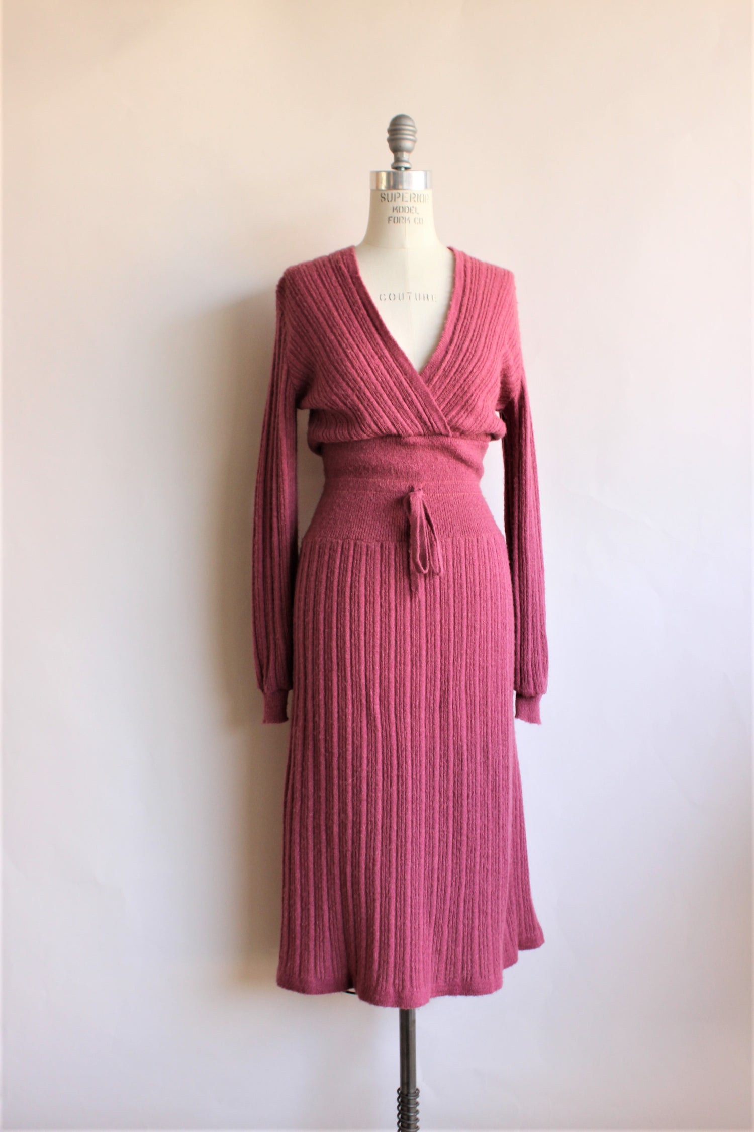 Vintage 1970s Mauve Knitt Dress