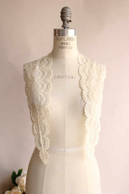 Vintage Ivory Lace and Tulle Applique Collar